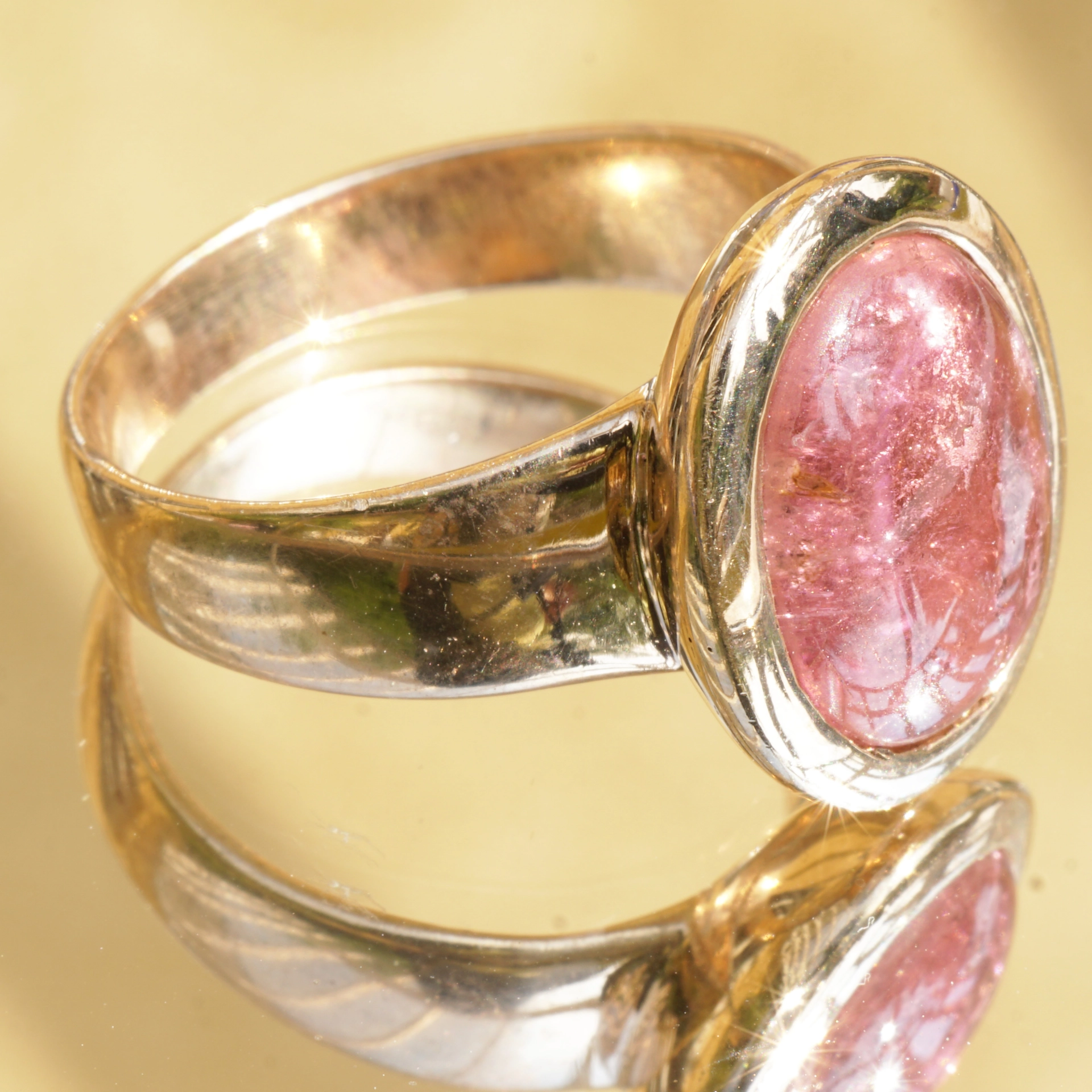 Tourmaline Ring Silver Rosegold plated pleasently wearable