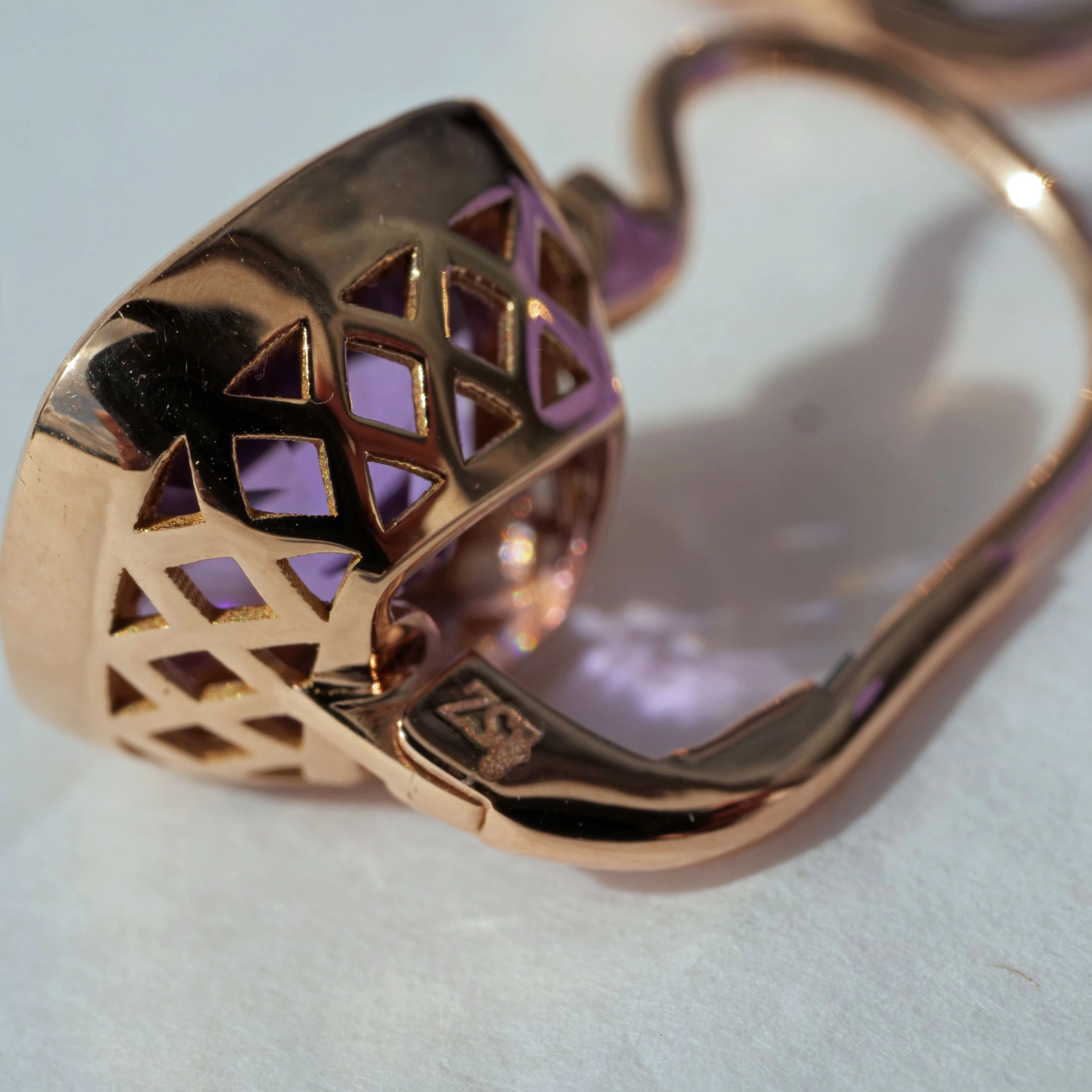 Earring with Amethyst and Diamonds...modern Setting...High End italian Jewelery 