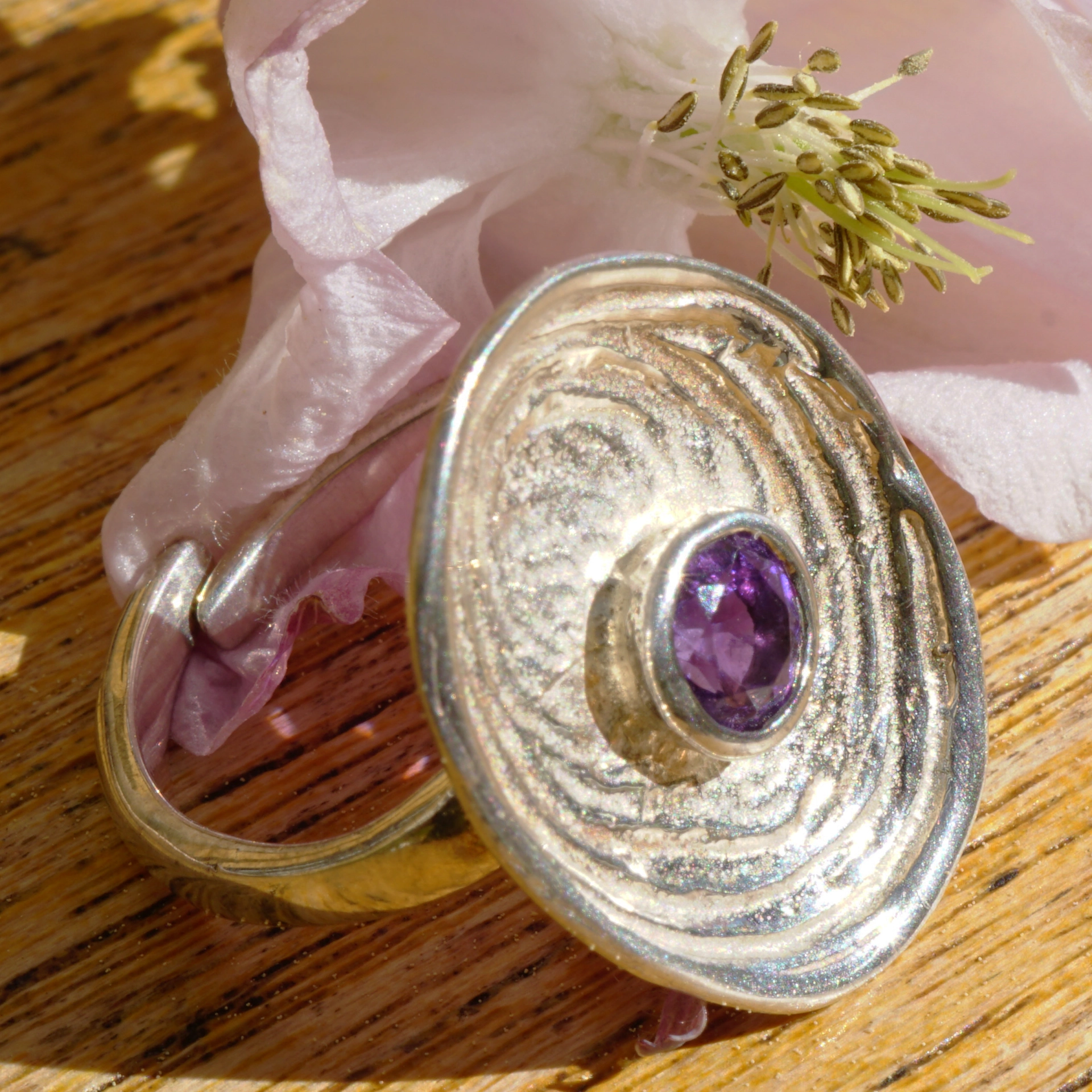 Amethyst Ring 925er Silber 20 x 16 mm ....Wasserwelle Handarbeit