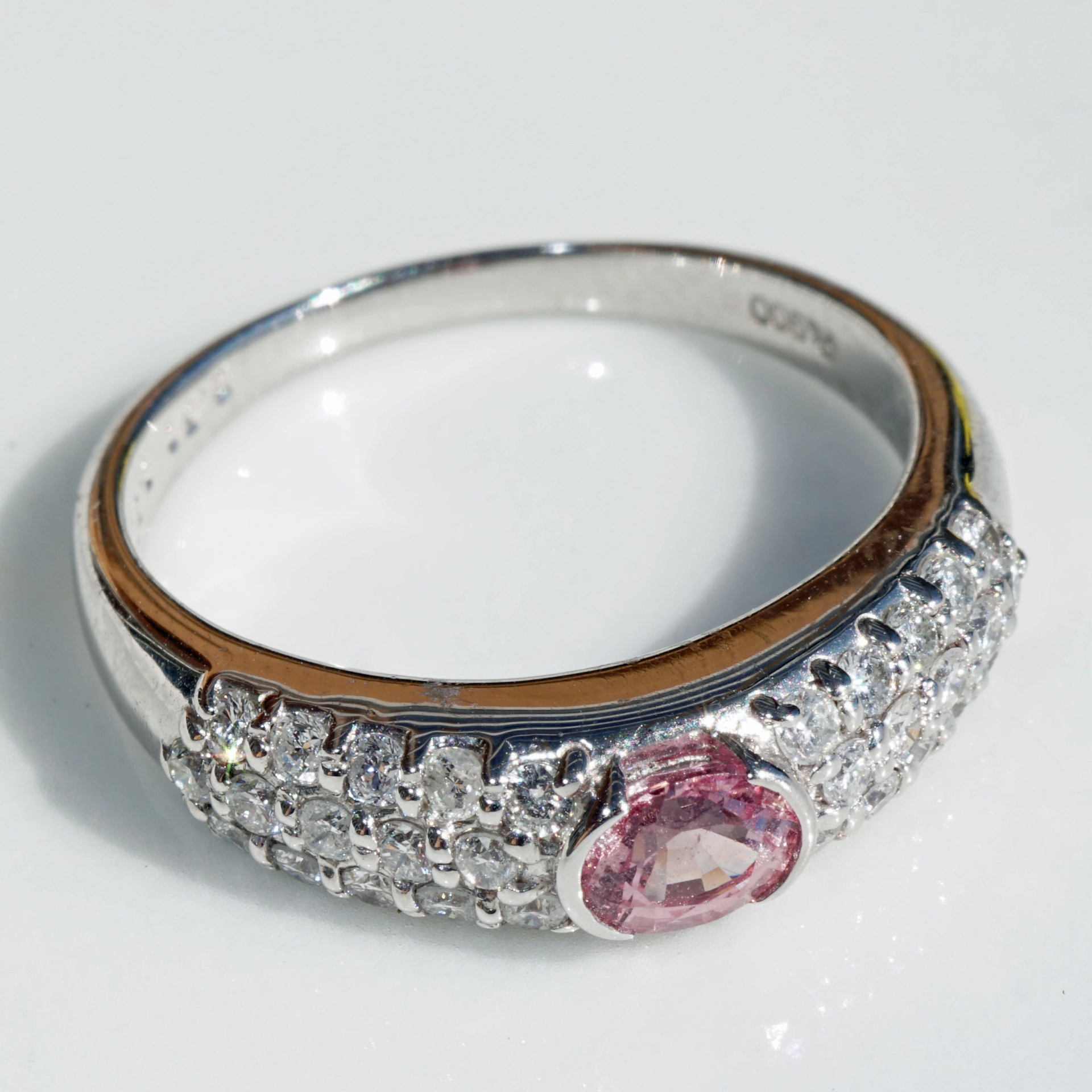 Pink Saphire Brilliant Ring 900 Platinum 0.51 0.50 ct Hot Pink