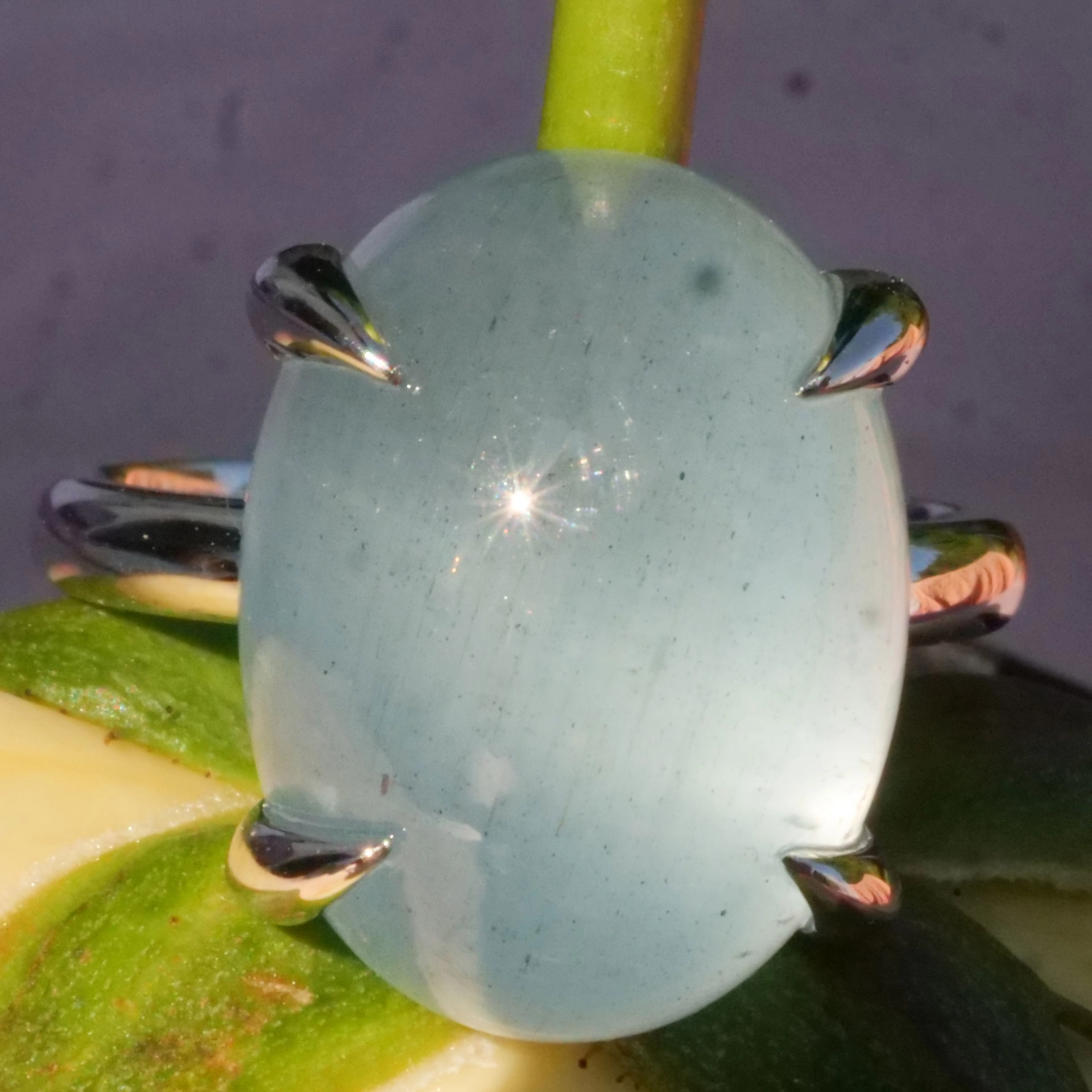 Aquamarin Ring 18 kt White Gold ...magic Light