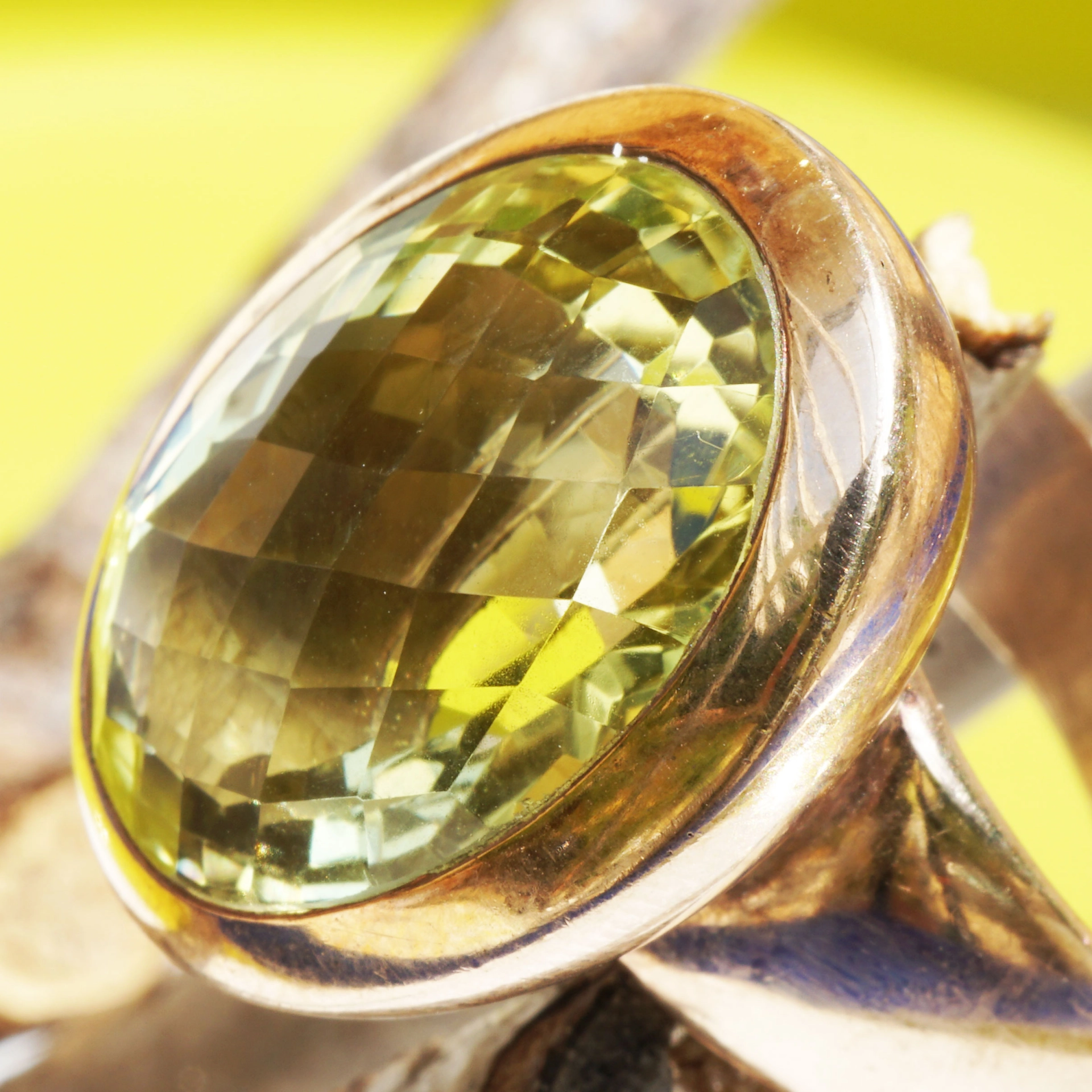 Lemoncitrin Ring 18 ct Silver Rosegold Plated....Wow Jewelry