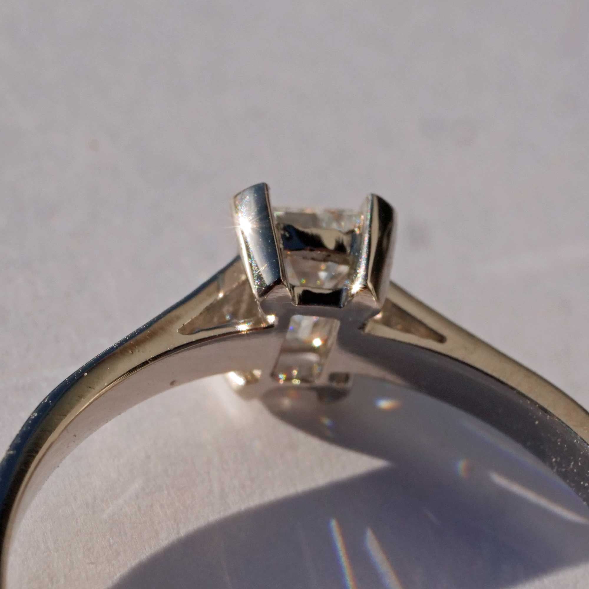 Emerald Diamond Ring 0.64 ct D VS2 Silhouette Bentner GIA Certificate 950 Platinum