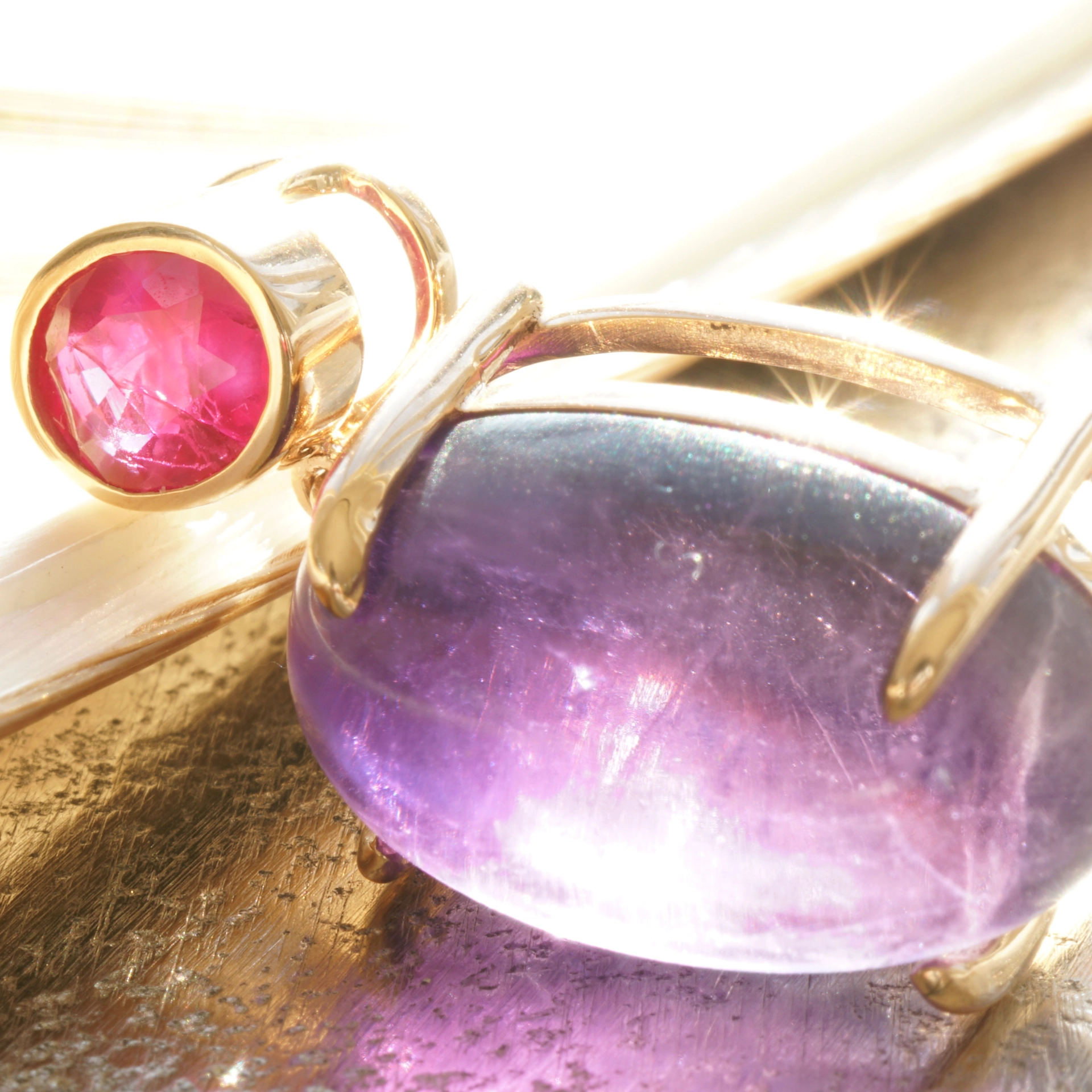 Ruby from Burma meets Amethyst from Brasil...soo beautyful