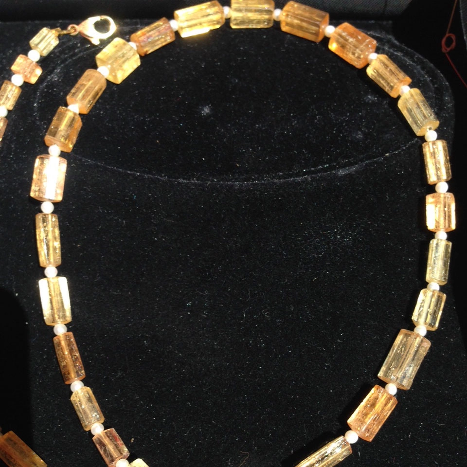 Imperialtopas Akoya Zuchtperl Kette 585er Gelbgold 150 Carat.........selten