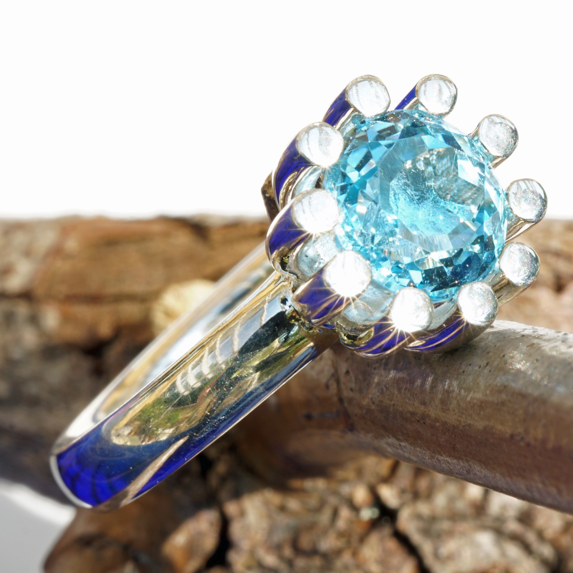 CHILANGO RING Grand Palais Blue Topaz  925er Silber neu mit orig. Etui massiv