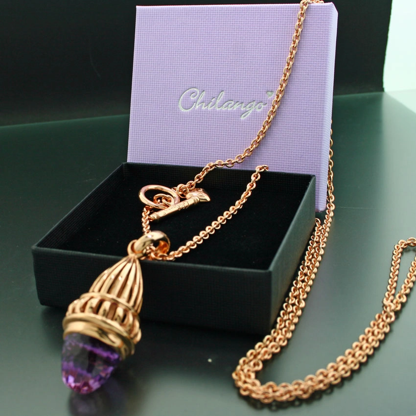 Chilango Anhänger  Fairytale mit Amethyst in Kuppelform 925er Silber/goldplated