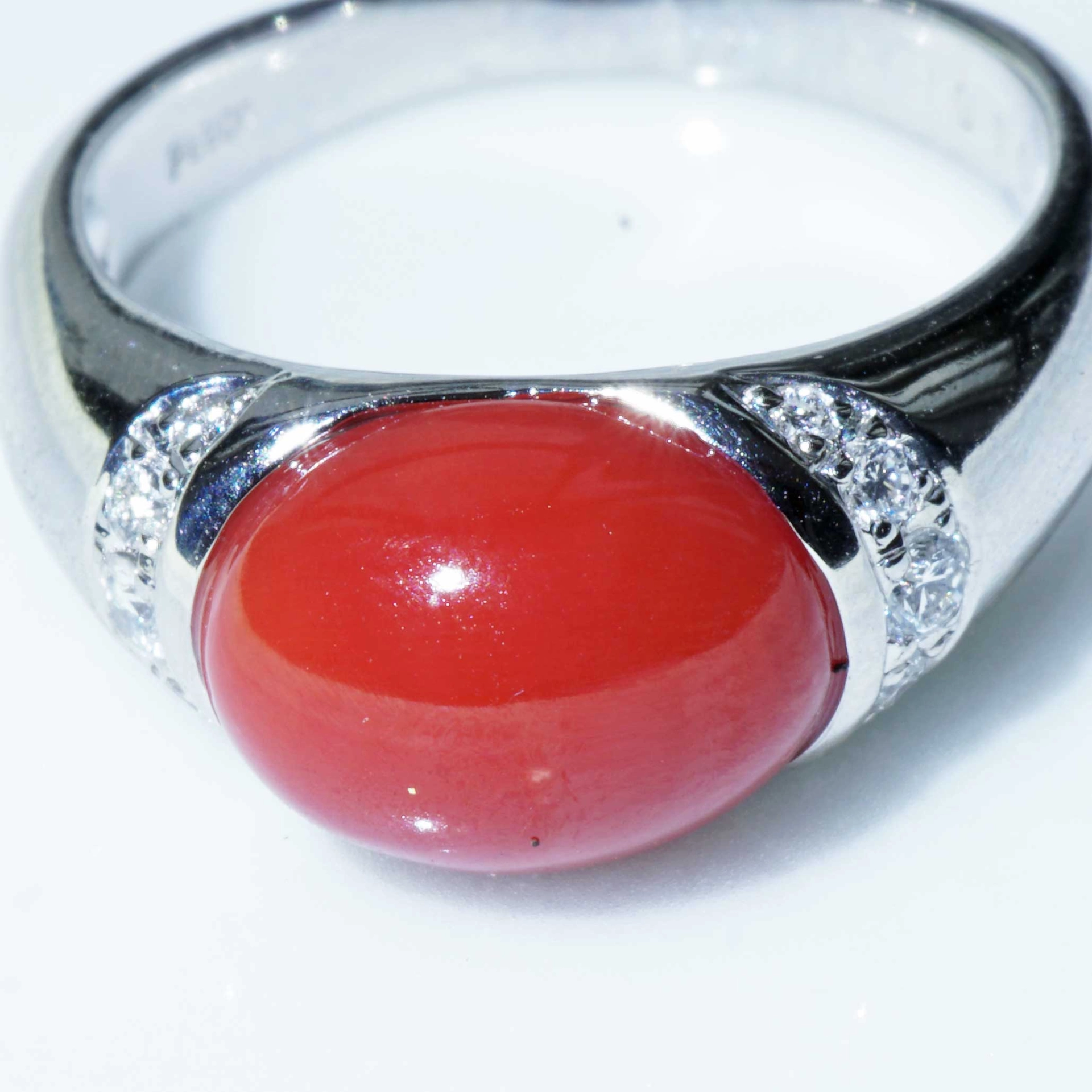Sardegna Coral Brilliant Ring 900er Platinum AAA+ TW Loupeclean