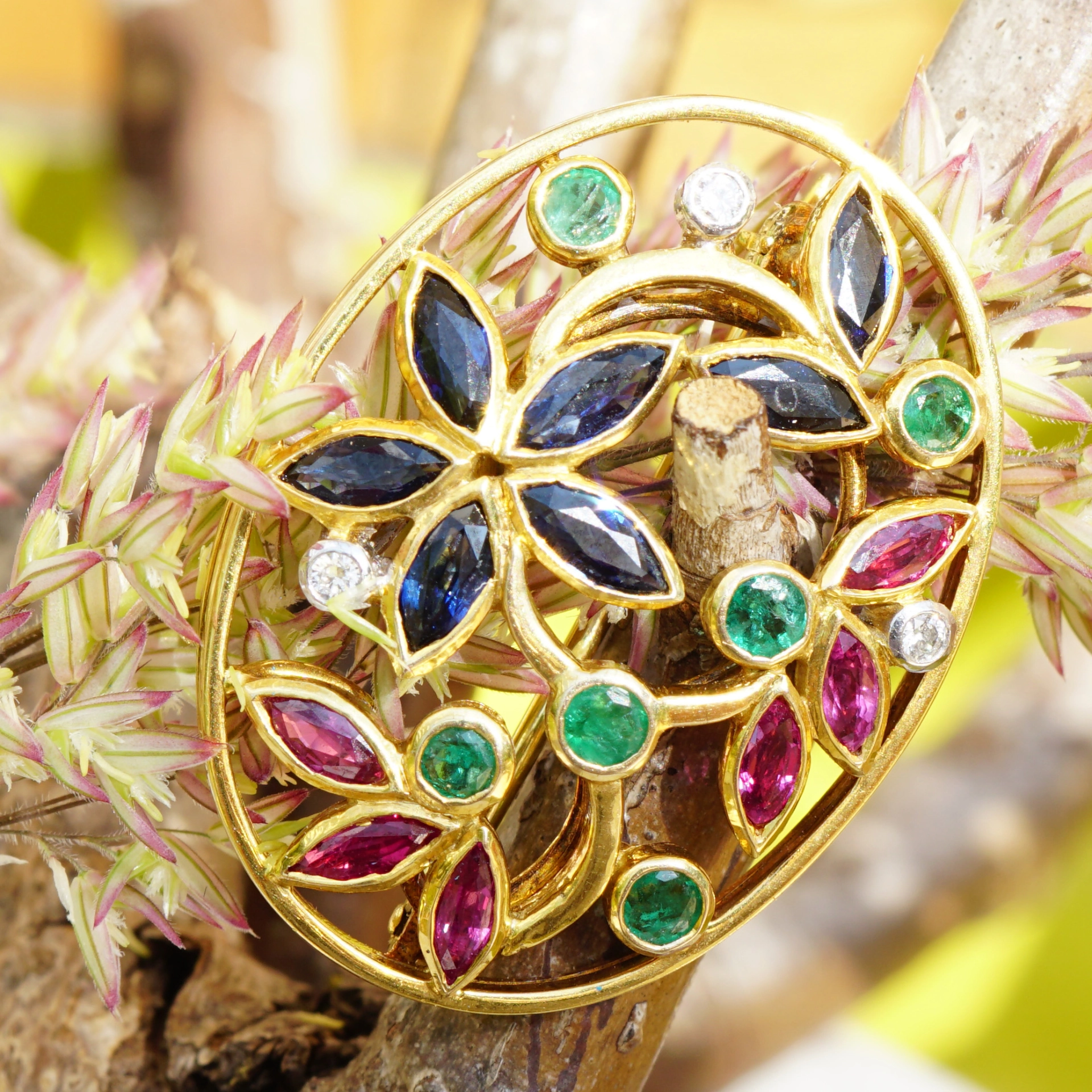 Edelstein Brillant Brosche Anhänger 585er Gold erlesen und fein..