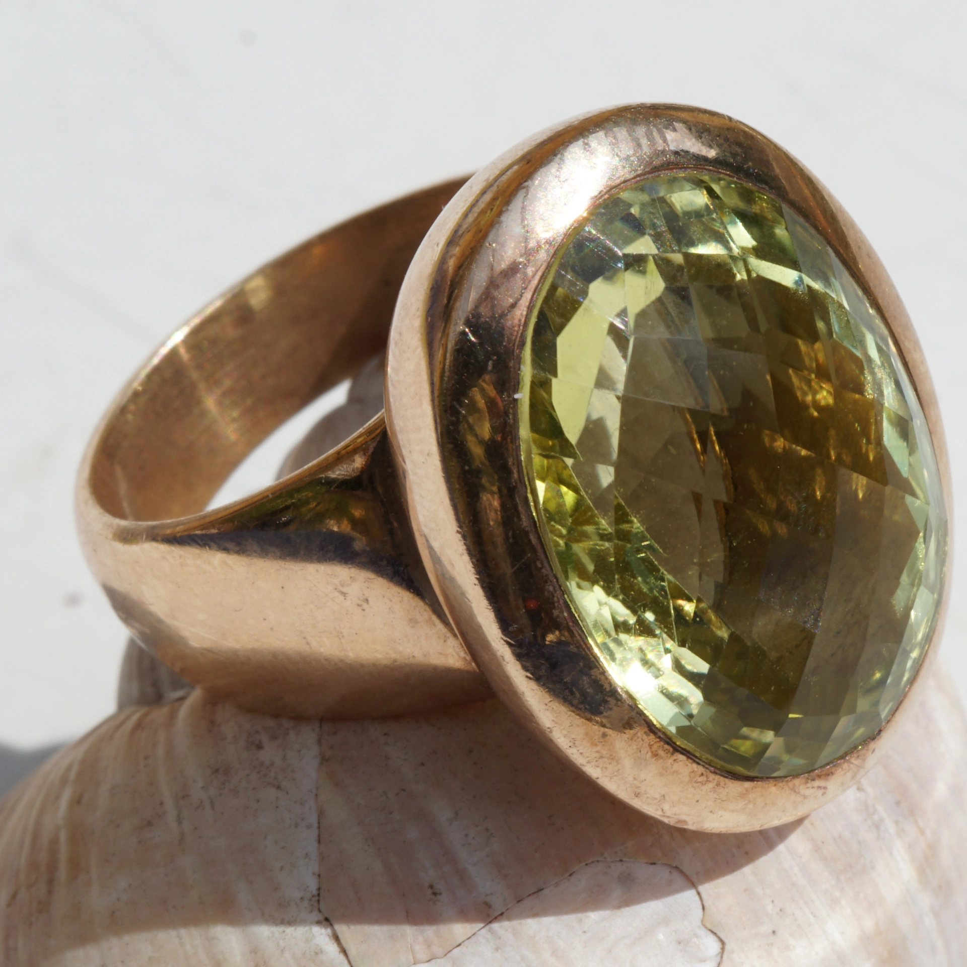 Lemoncitrin Ring 18 ct Silver Rosegold Plated....Wow Jewelry