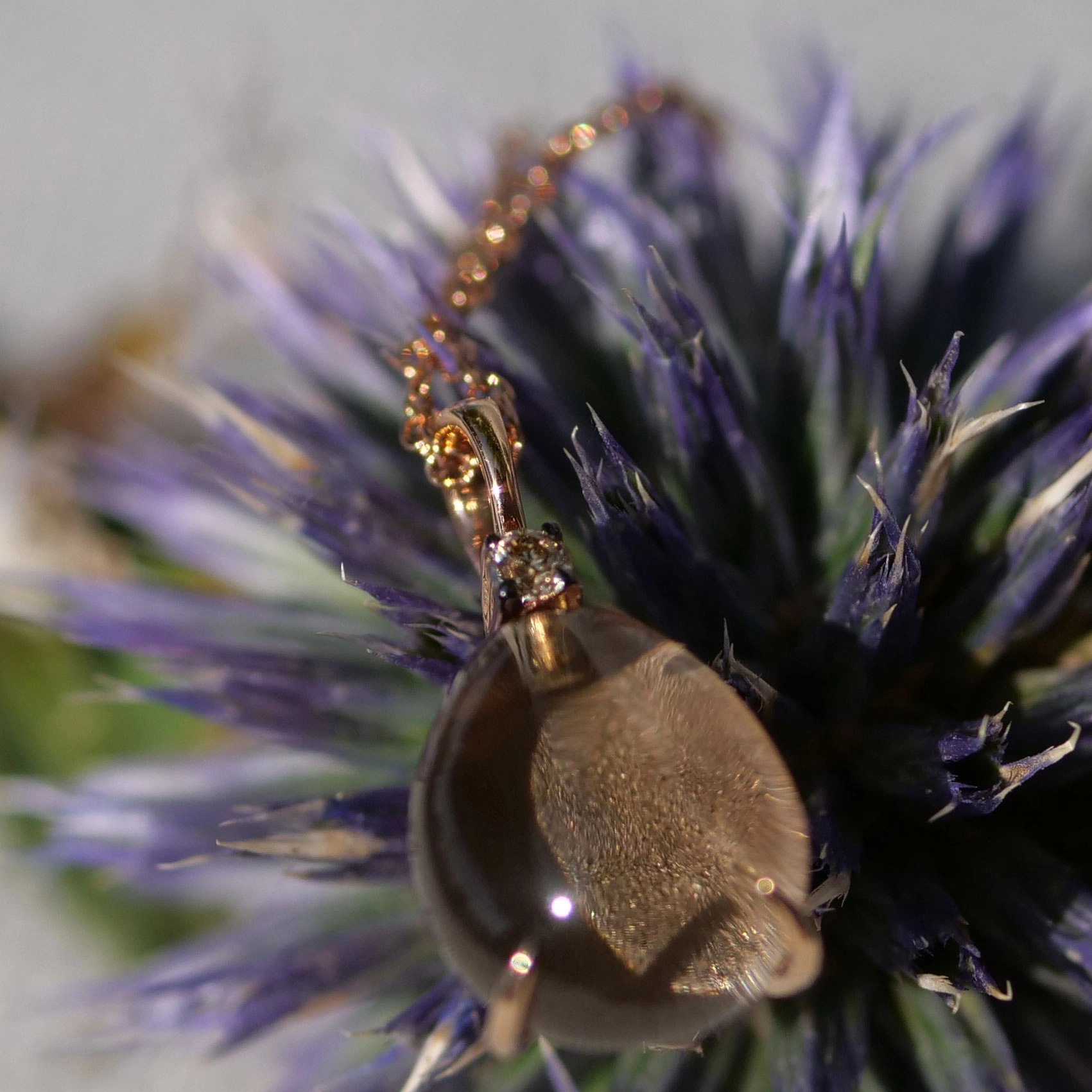 Drop Pendant...soo sweet...with smokeyquartz and brown diamond...made in Italy