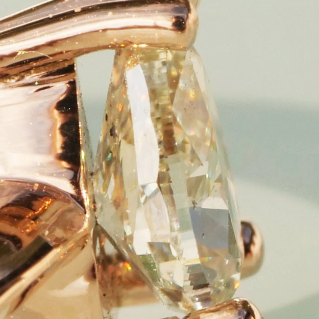 Fancy Yellow Diamond Ring NATURAL Pear 0.50 ct 750 GG Silhouette Jewelry Bentner-