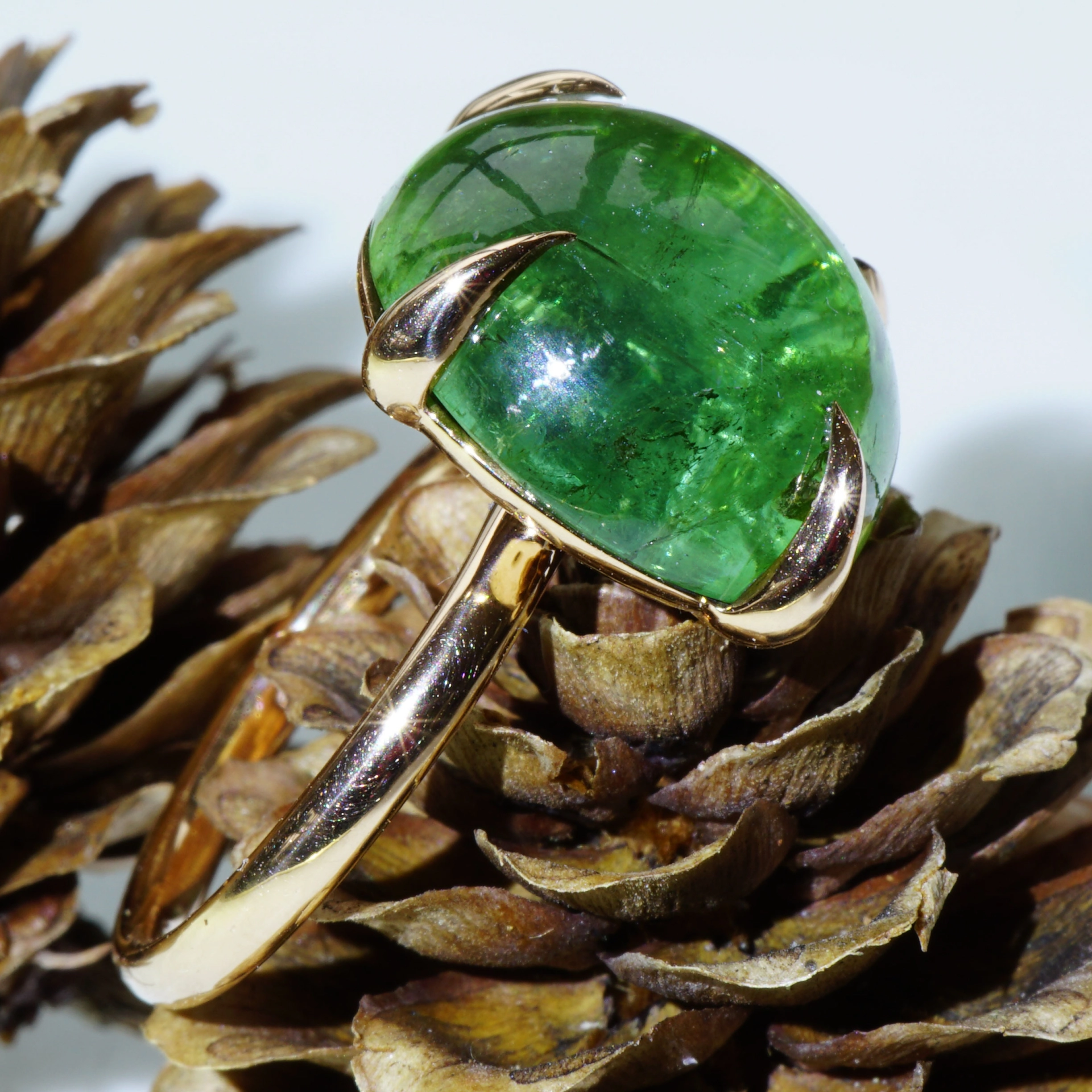 Tourmalin Ring 18 kt Rosegold green-blue Bubble