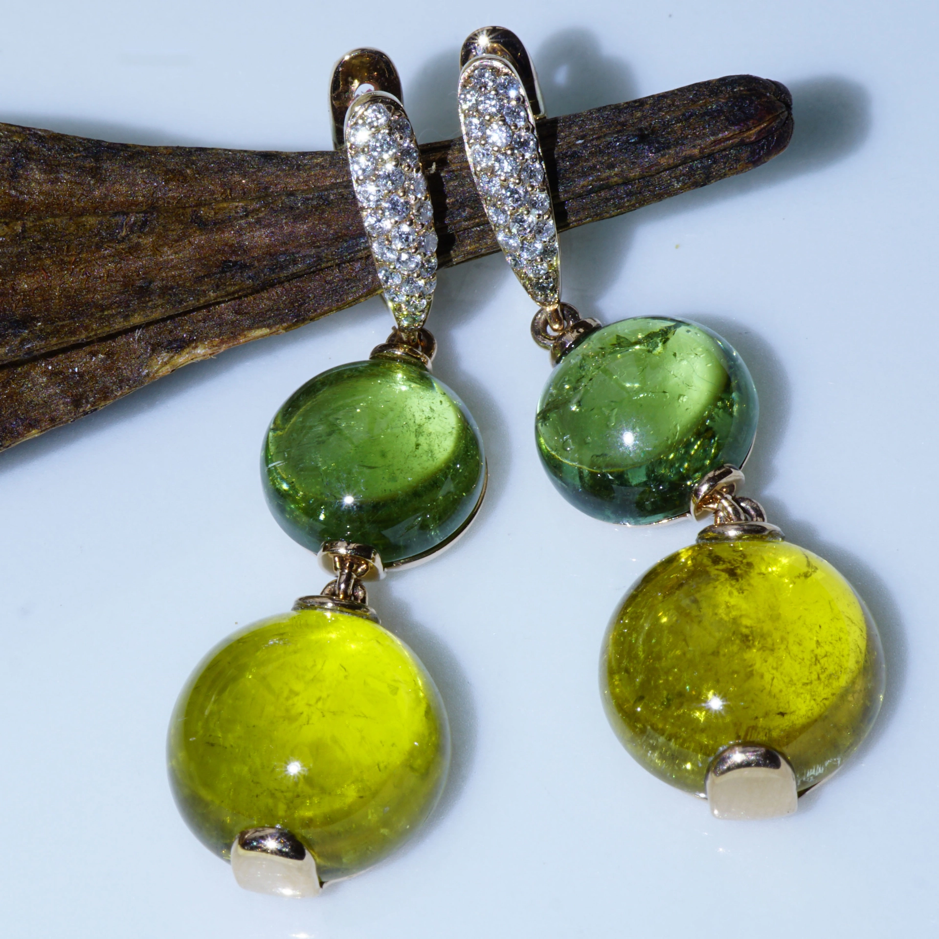 Mint Green and Olive Yellow Tourmaline Earrings....marvellous