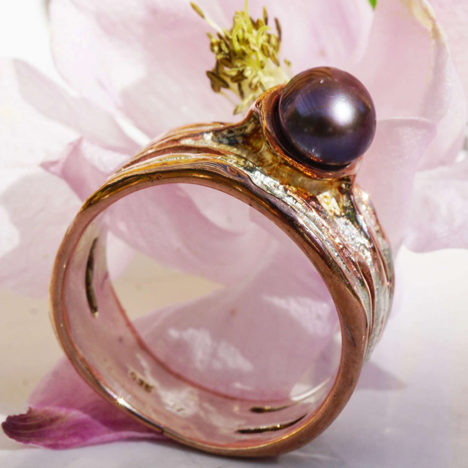 Pearl Ring...Silver...rough Sea...handcrafted