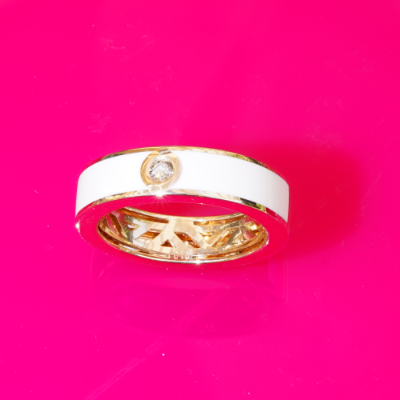 Leo Wittwer Enamel Ring 750 Rose Gold 0.10 ct 10 Grams Heavy Cold Enamel UNISEX
