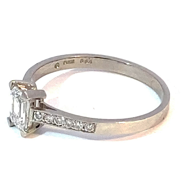 Emerald Diamond Ring 0.64 ct D VS2 Silhouette Bentner GIA Certificate 950 Platinum