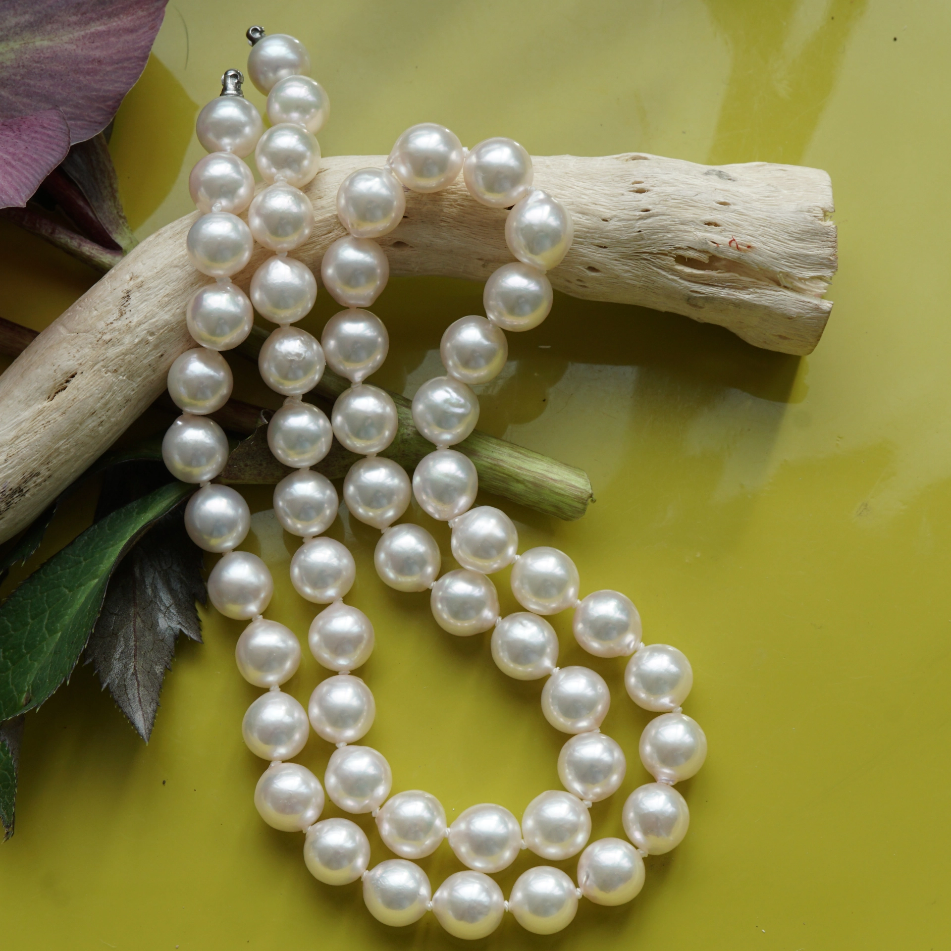 Akoya Zuchtperl Collier 7-7,5 mm rund-l.unrund weiß AAA feiner Lüster