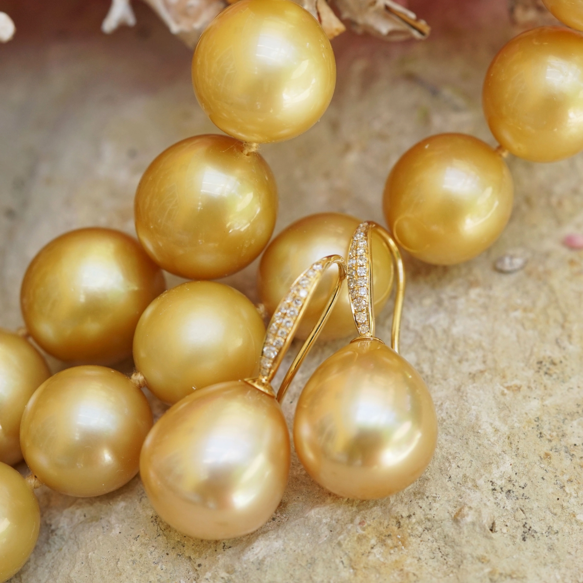 Südsee Perl Brillant Ohrhänger gold natur 14.7x12.9 mm 750er Gold
