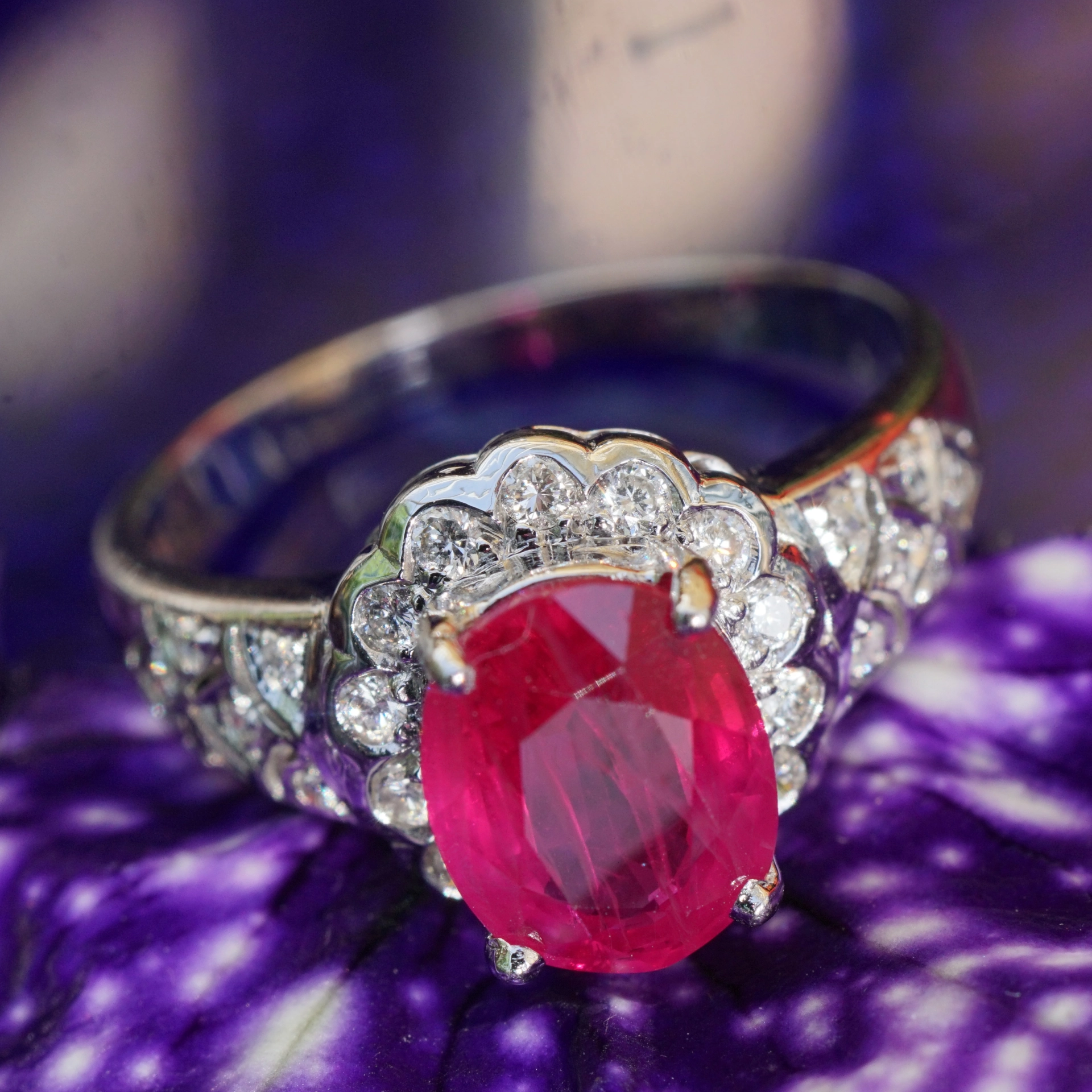 Elegant Ruby Brilliant Ring 18 kt White Gold....What a great Present