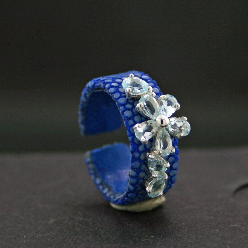 Topas Rochenleder Ring 925er Silber