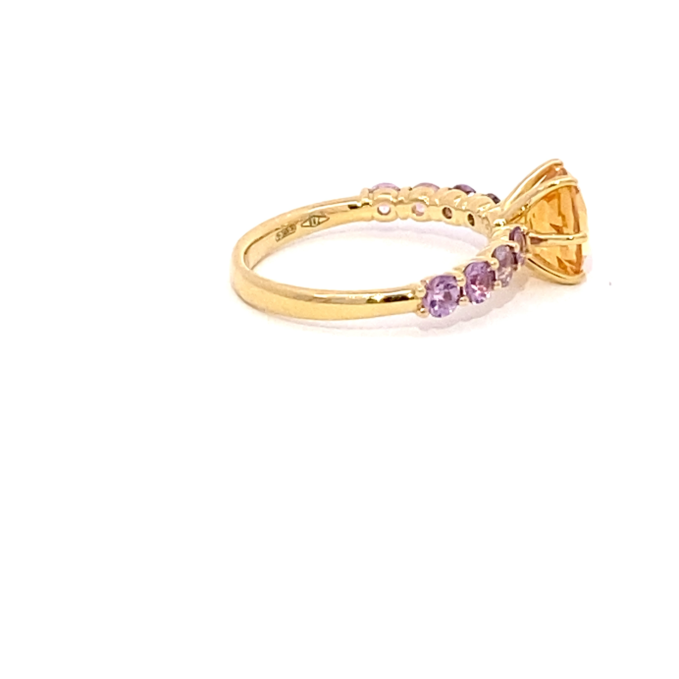 Cool Color Gemstone Jewellery I Sapphire Citrin Ring in 750 Yellow Gold 2.63 ct in gold-yellow and muscatviolet
