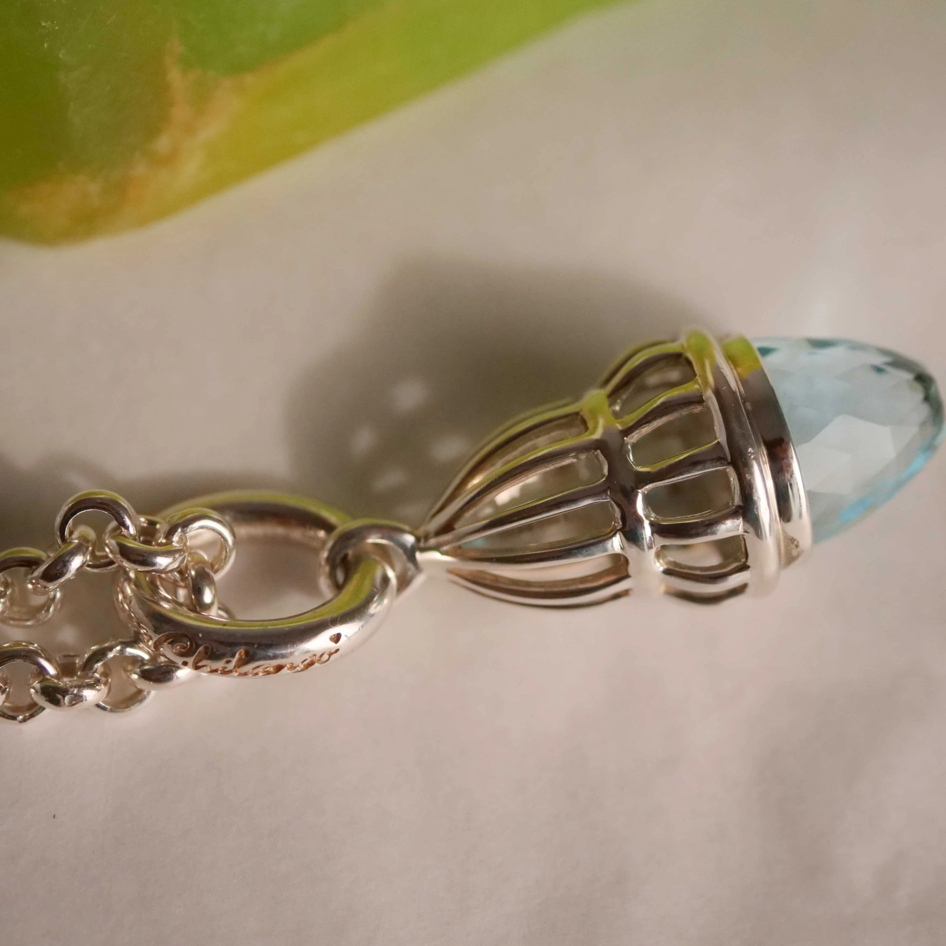 Pendant Fairytale 2 with fine Sky Blue Topaz in a special Cut 925 Silver