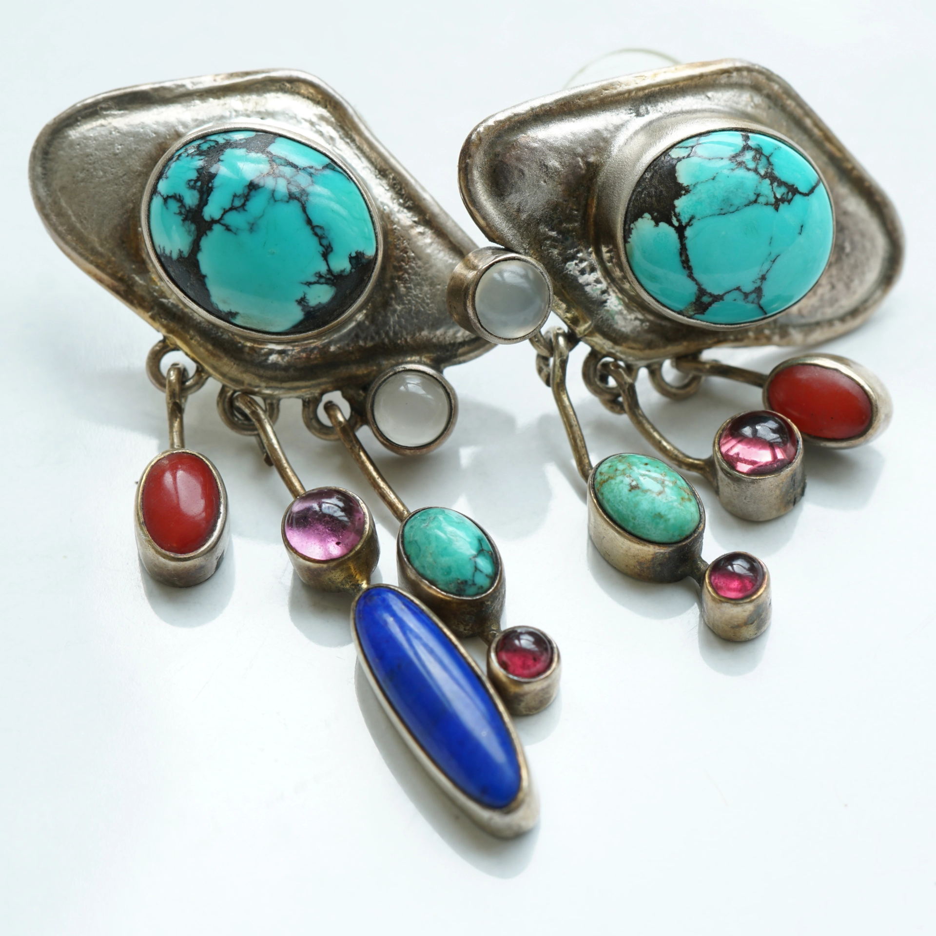 Turquoise Gem Ear Studs Silver.....indian Summertime...