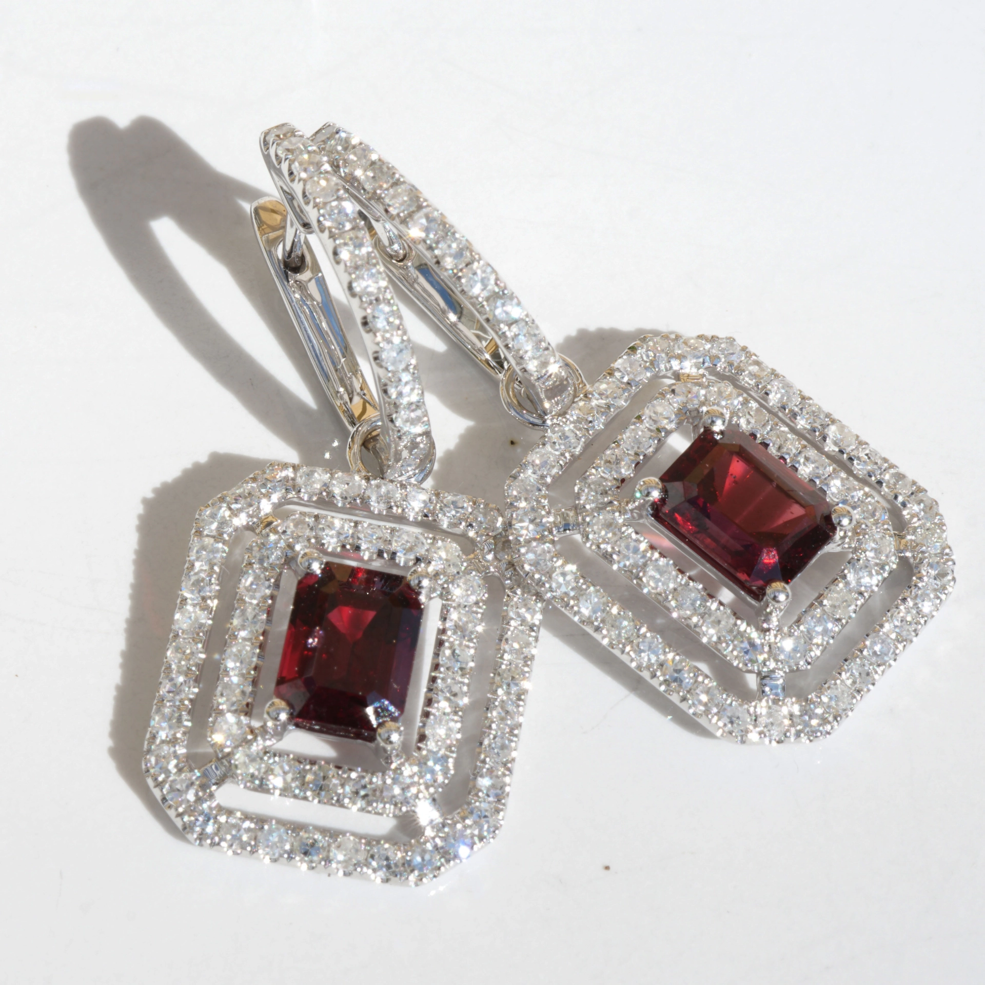 Spinel Diamond Earrings from Burma...a Temptation...rare red Spinell