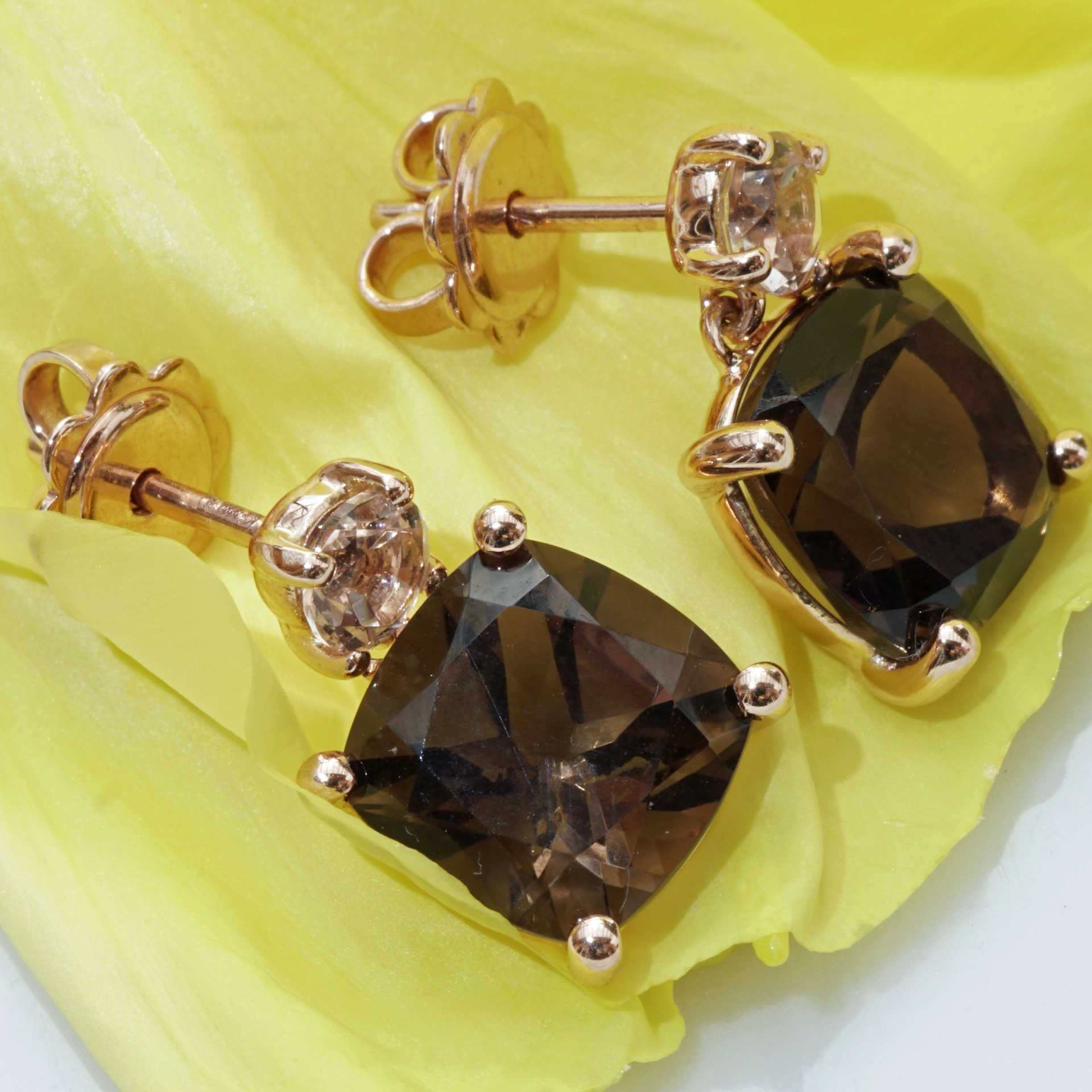 Brown Smokeyquartz and Morganite....ideal Kombination with Rosegold
