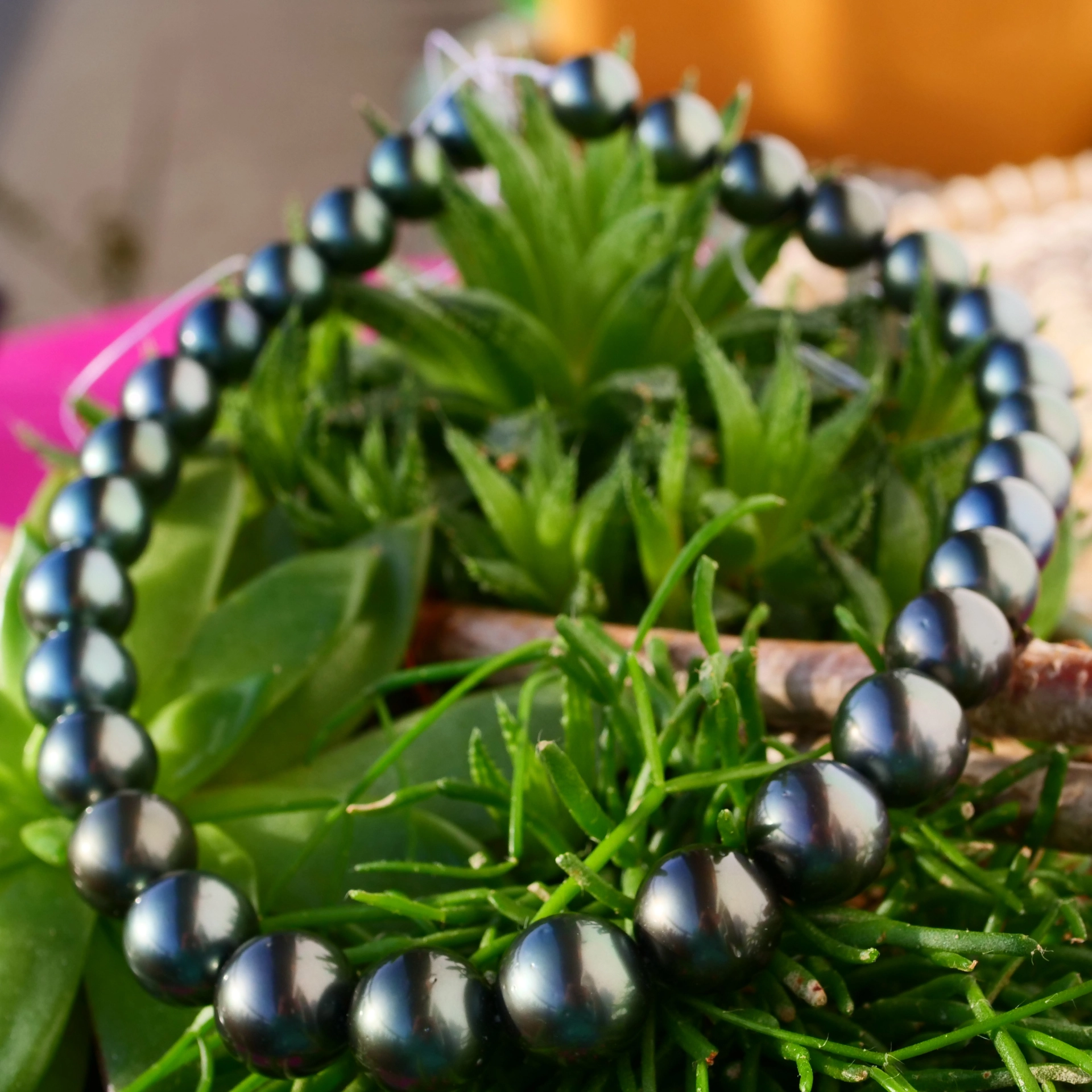 Tahiti Zuchtperl Collier 15,3 x 12,0 mm AAA-AA+ schwarz-antrazit toller Lüster tolle Größe