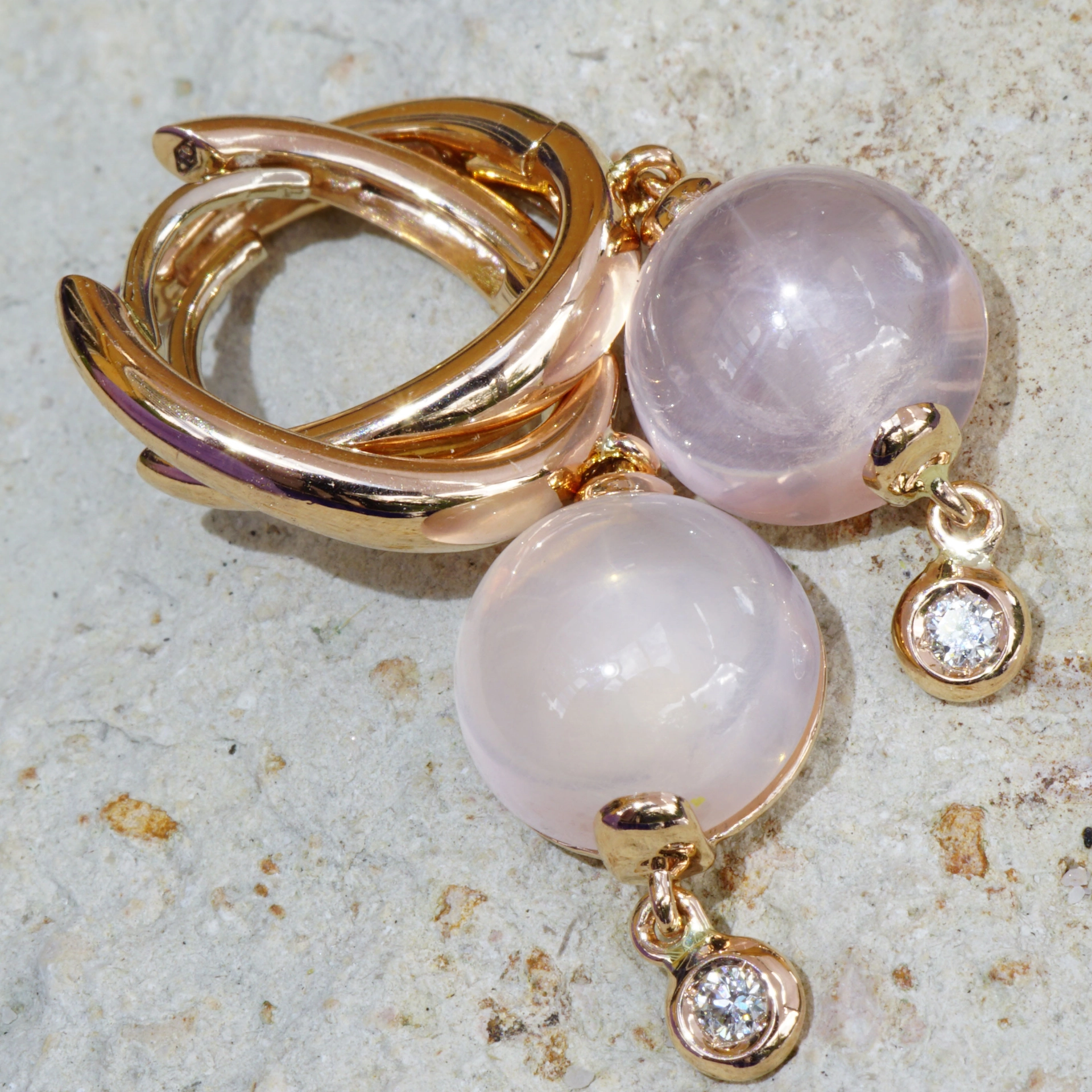Rosequartz and Diamonds....ideal Kombination with Rosegold