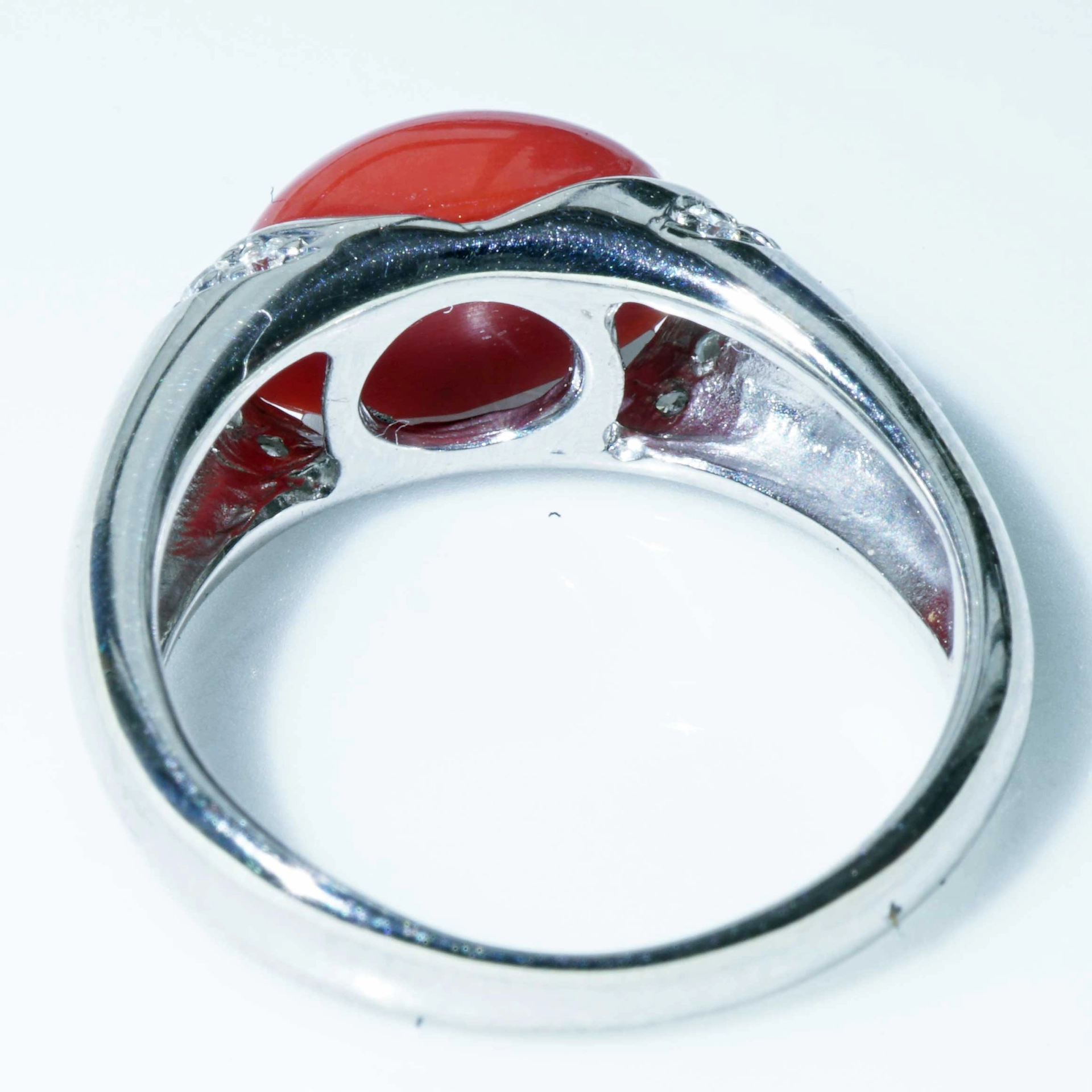 Sardegna Coral Brilliant Ring 900er Platinum AAA+ TW Loupeclean
