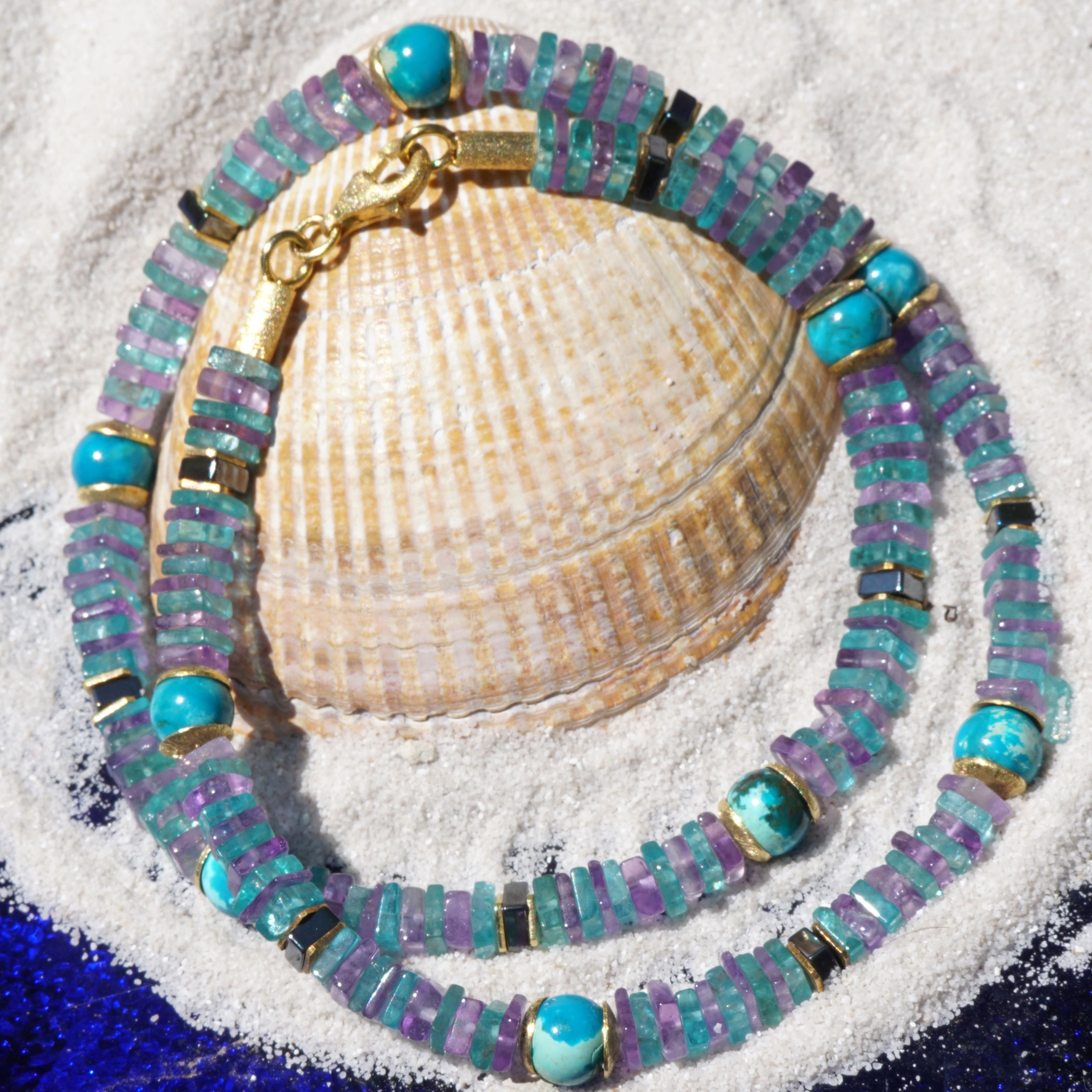 Apatite, Amethyst and Amazonite Necklace....what a Color!