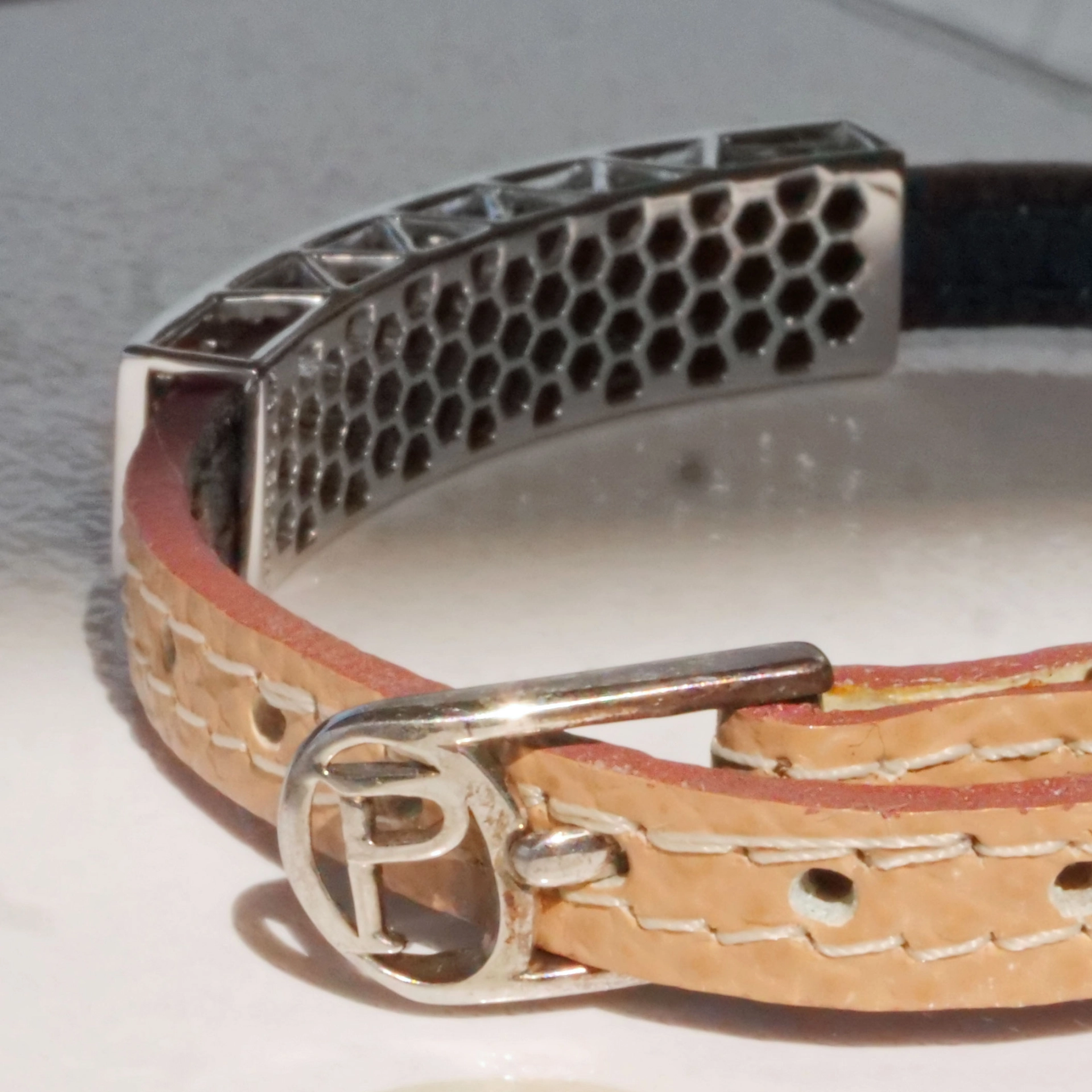 Unheated Padparadscha Saphire Brilliant Bracelet 18 kt White Gold GRS Certifikate...for Connoisseurs