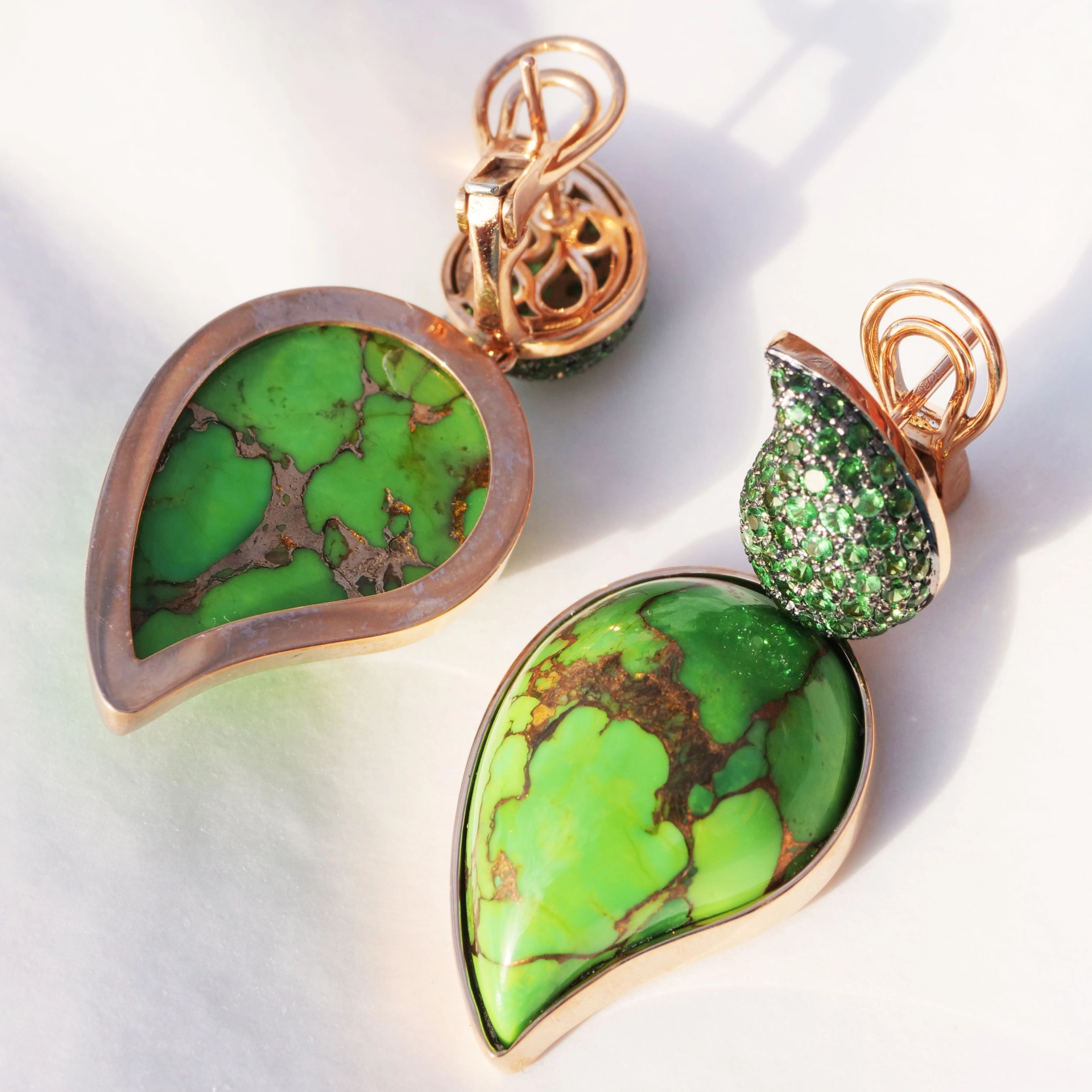 Cooper Turquoise Tsavorith Earring 18 kt Rosegold...Paradies Colors