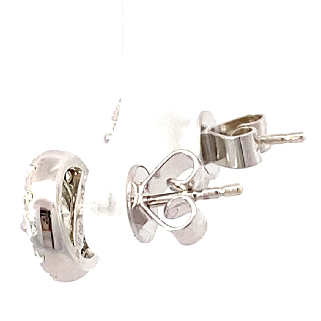 GIA certified full Cut Brilliant Earrings total 1 ct TW / VVS-VS White Gold 18 kt