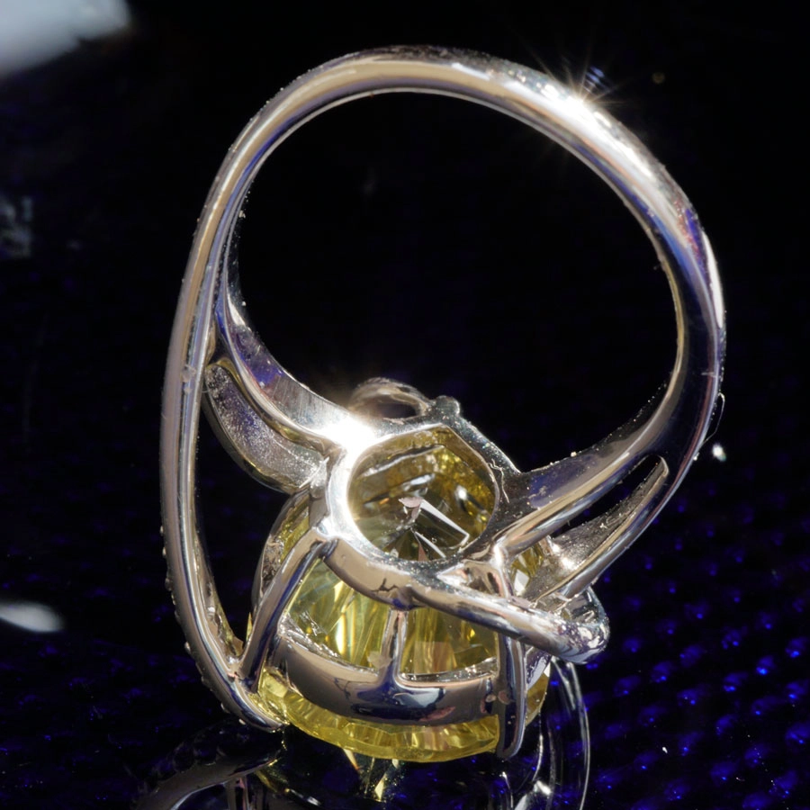 Lemoncitrin Brillant Ring in 750er Weissgold