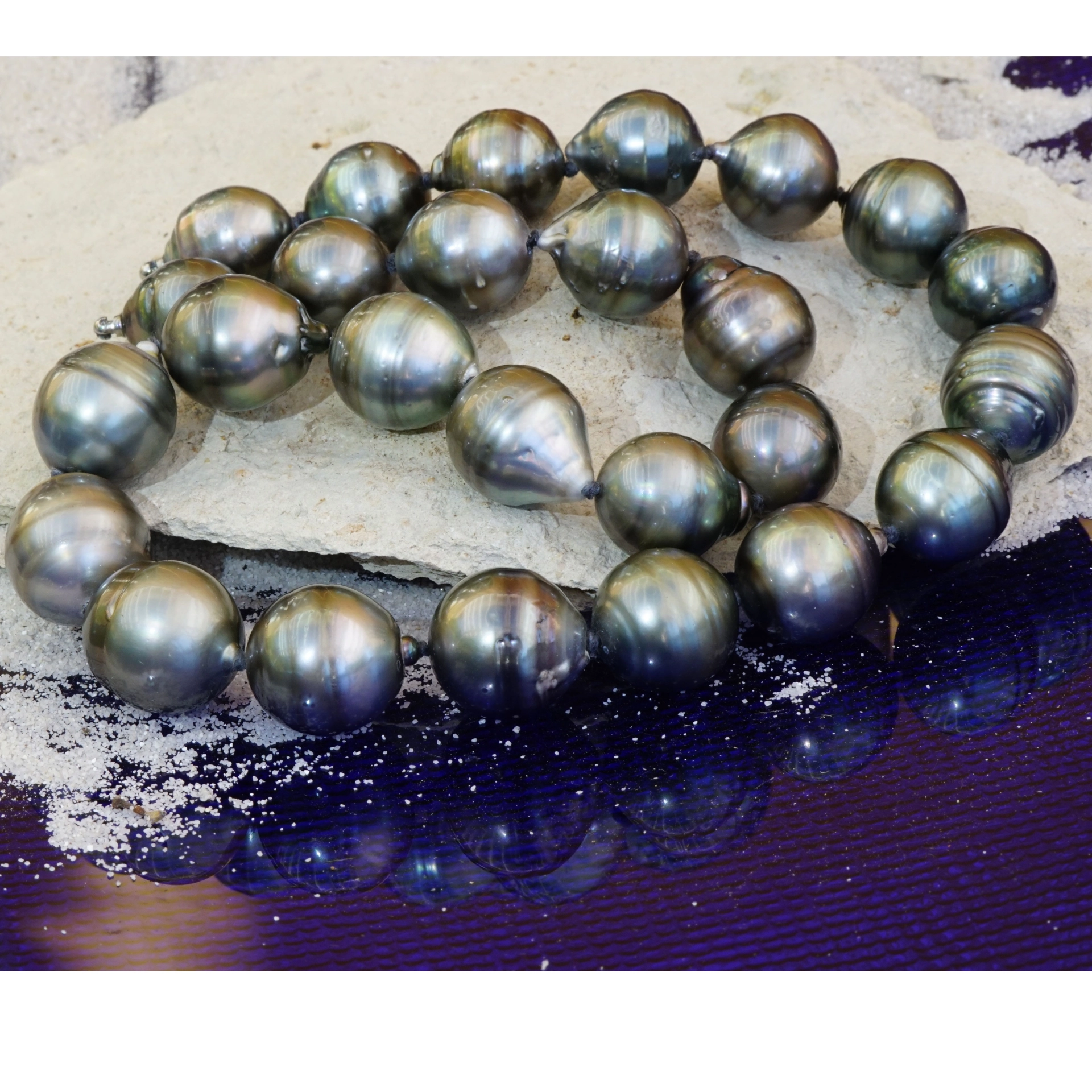 Representative Strand of baroque Tahiti cultured Pearls 12-15 mm
