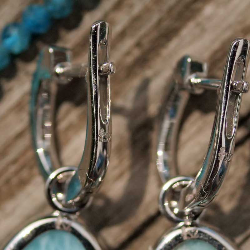 Larimar brilliant hoop earrings 750 white gold 0.20 ct TW VS I unhookable and so blue beautiful