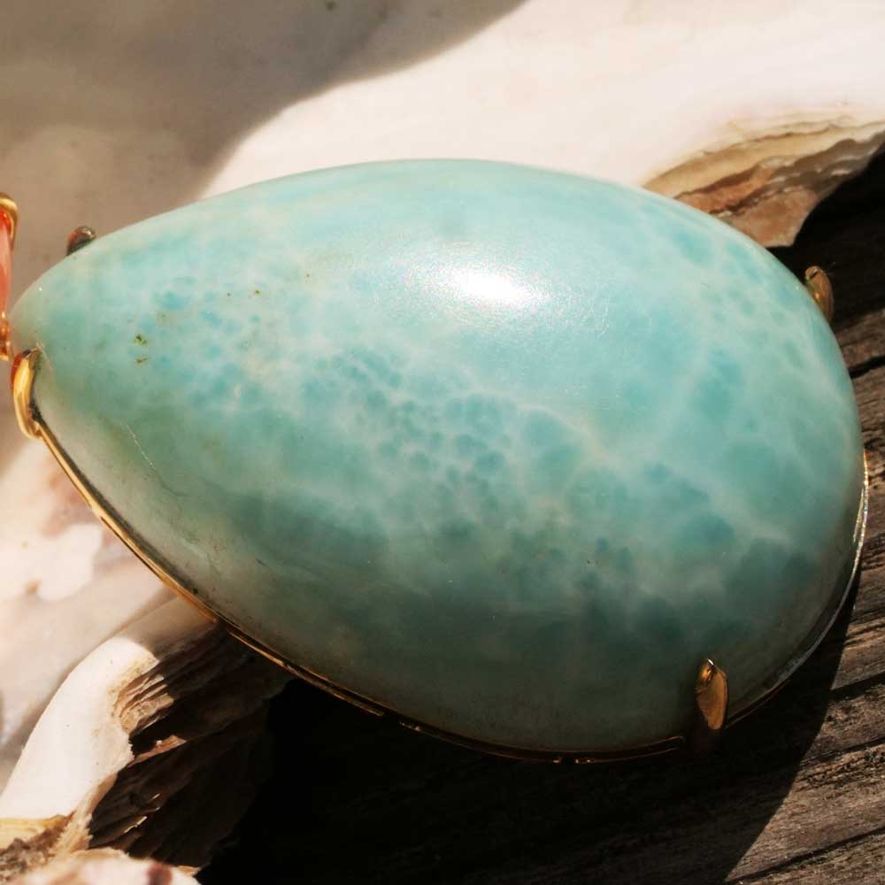 XL Larimar Coral Pendant 105 ct 9 ct in 585 Yellow Gold...has the Potential to become a favorite Piece