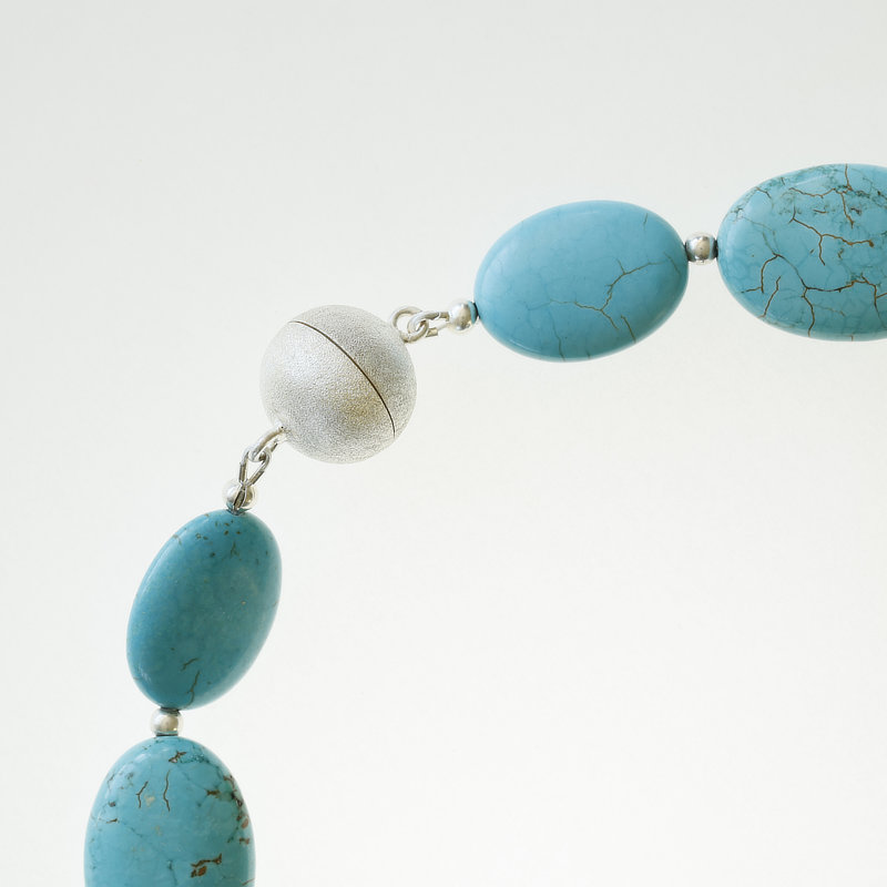 Turquoise amber necklace with magnetic clasp in 925 silver and flower pendant I This is how amber looks fresh and fashionable