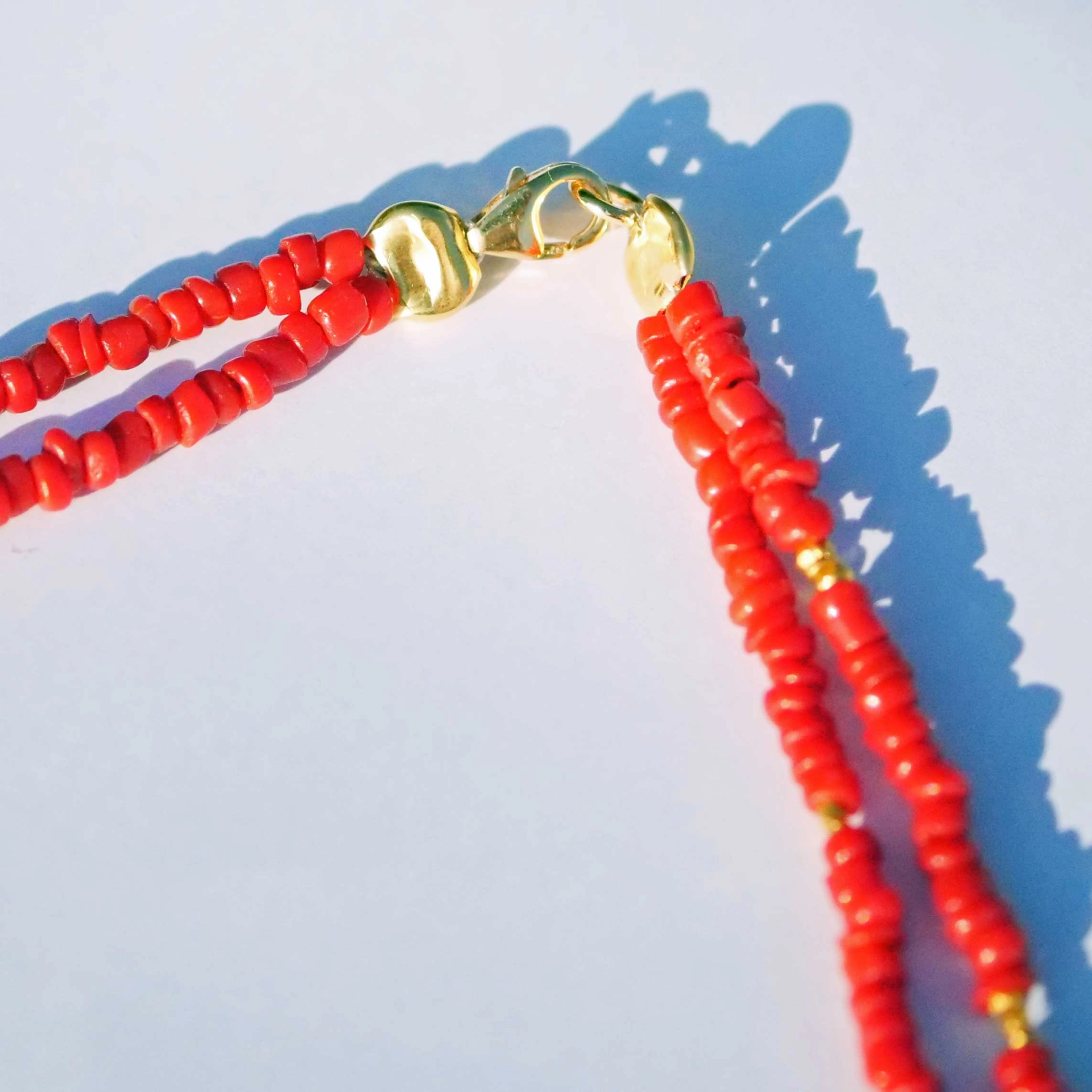 Delightful Necklace with Coral and 900 Finegold 57,5 cm 