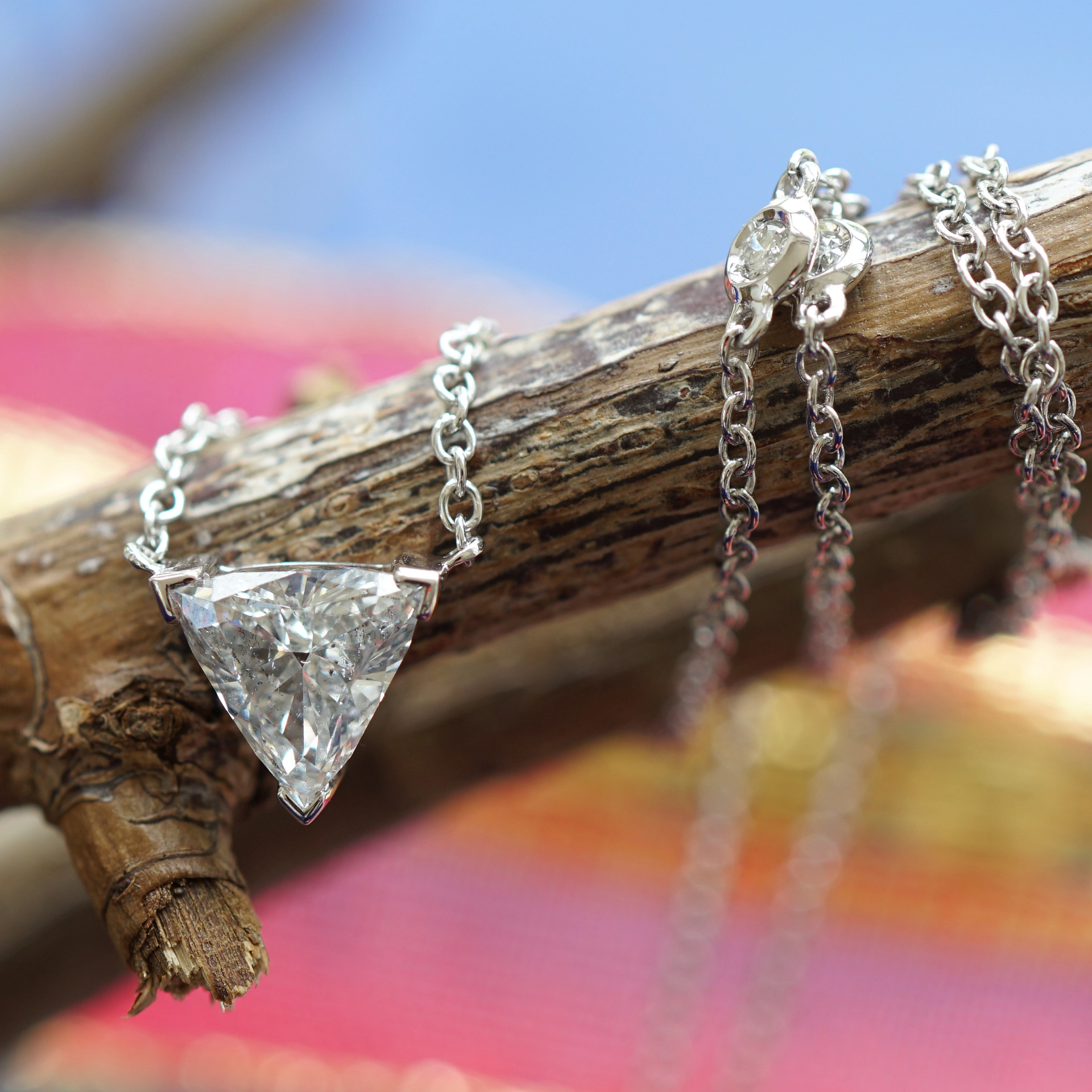 Diamond Necklace 750 White Gold 1 ct designed in Valenza timelessly...modern grandiose