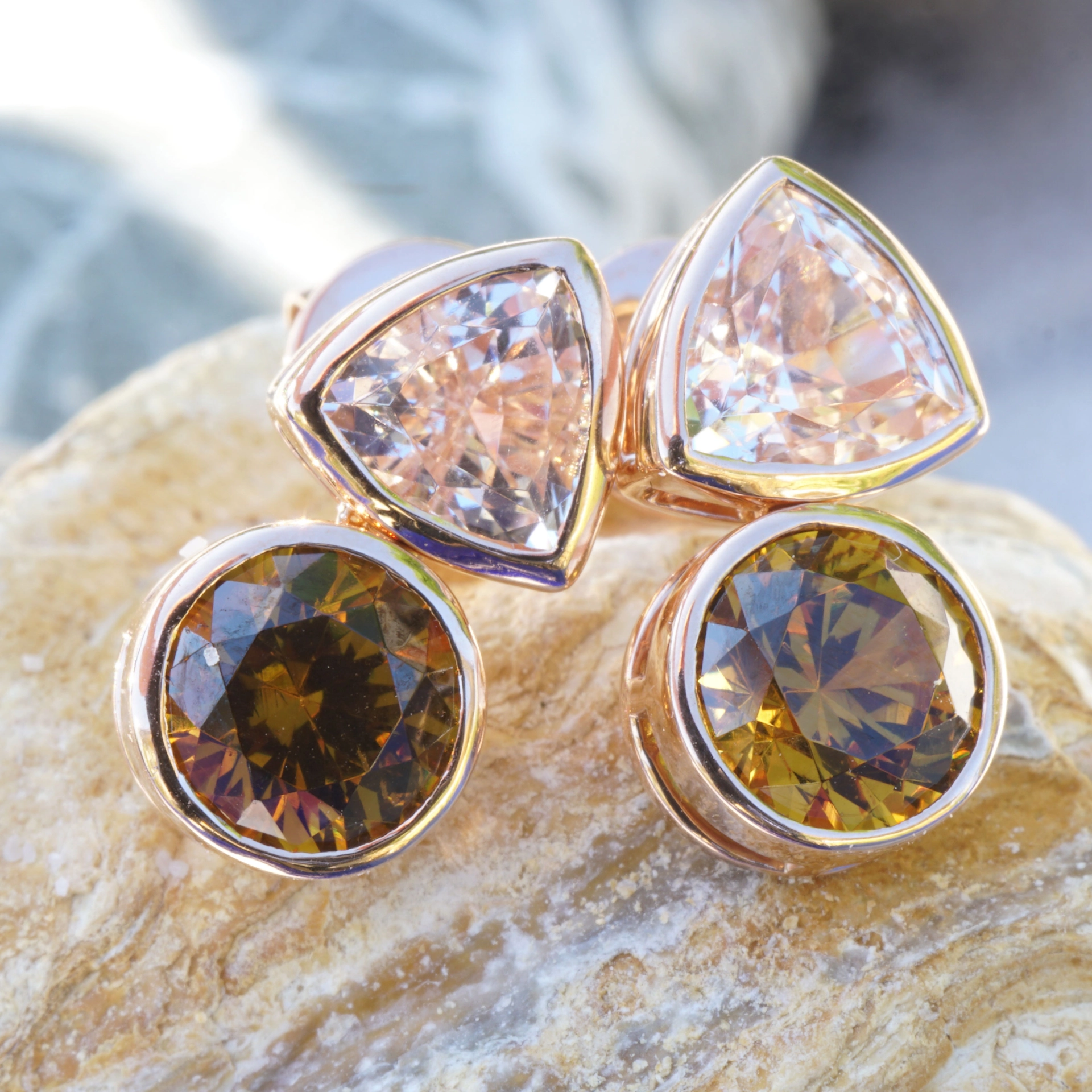 Madagascar meets Mali....here we combinated morganite and mali garnets, not often seen