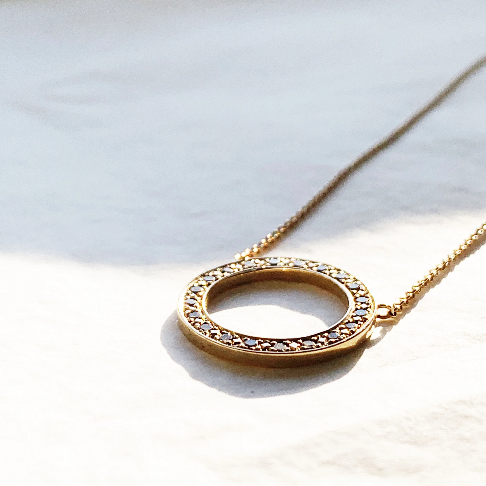 Brillant Collier 585er Rosegold 0.30 ct cognac / SI 20 mm D. Handarbeit