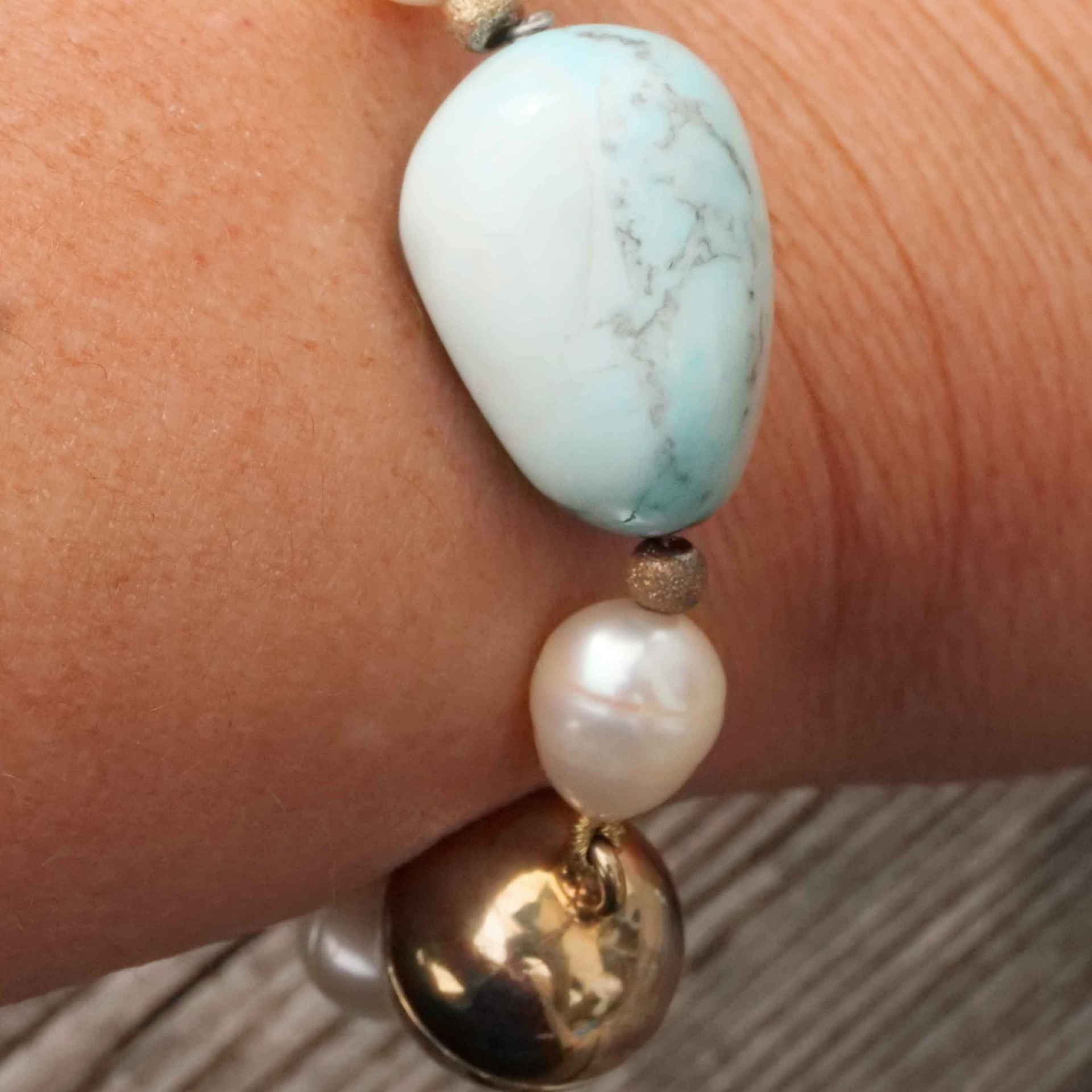 Baroque Howlite Pearl Necklace in a turquoise-like color Summer Jewelry