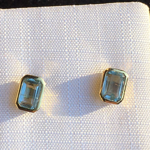 Aquamarin-Ohrstecker-585er-Gelbgold