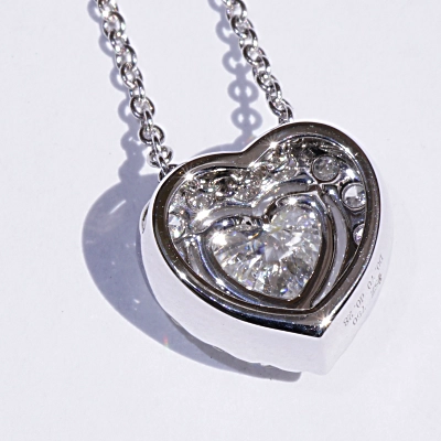 Necklace with Heart full cut brilliant approx. 0.90 ct, H (white) / SI2  GIA report 18 kt White Gold