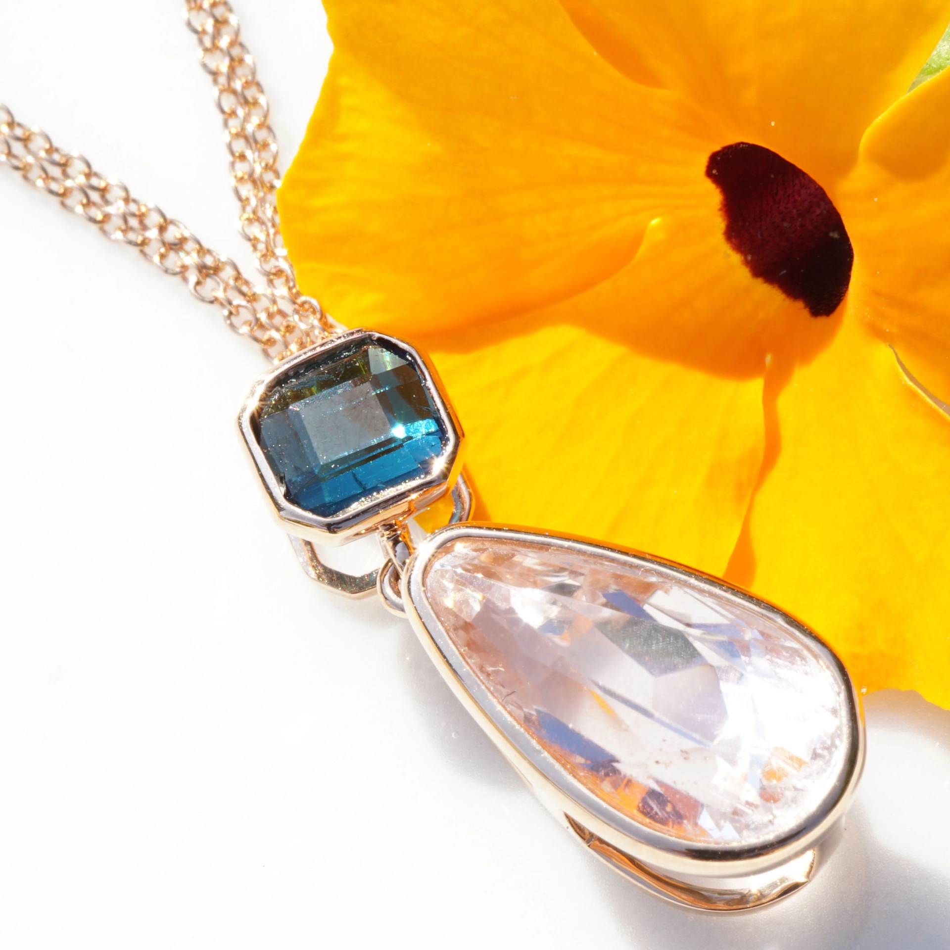 Blue-pink Color sensation....kunzite and indigolith